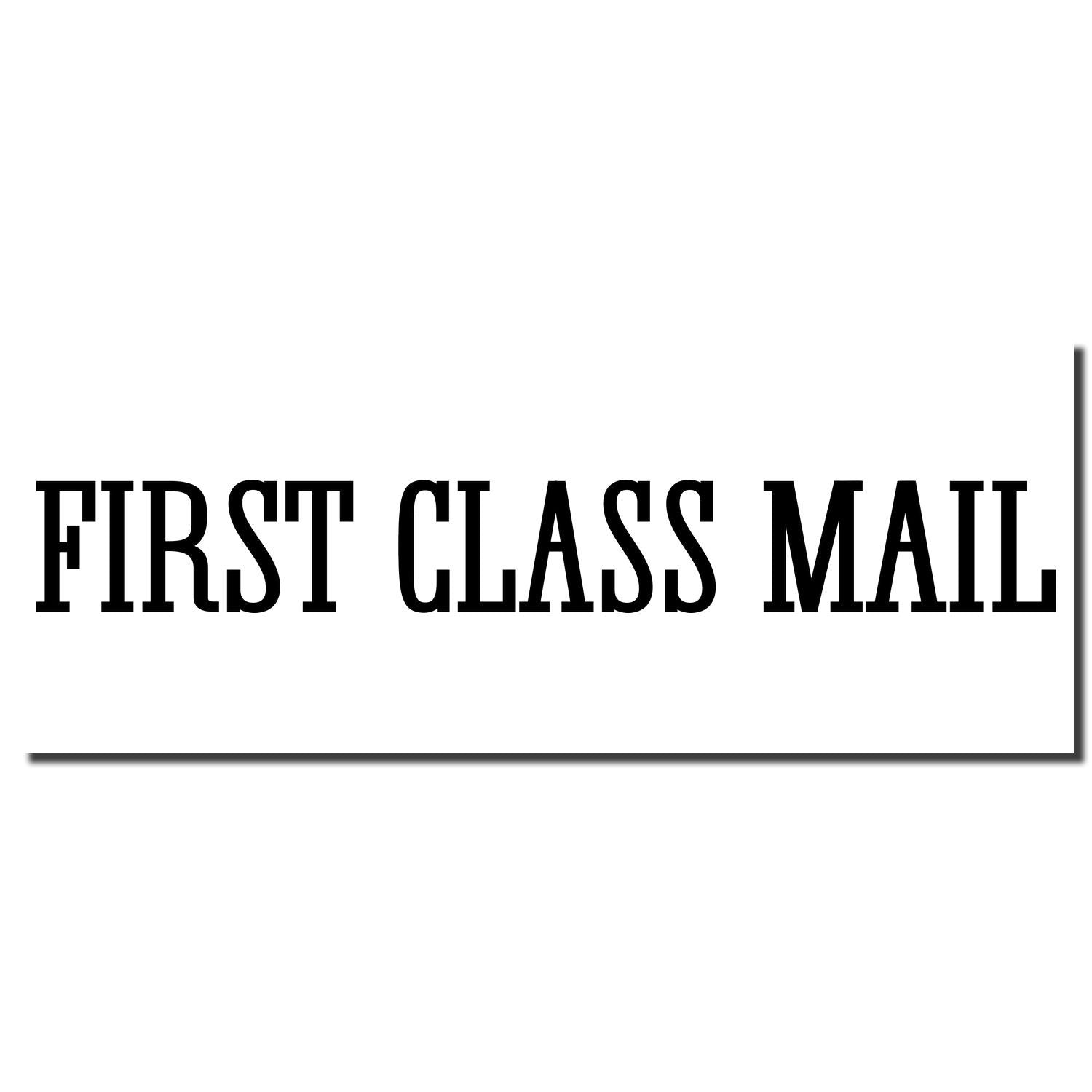 First Class Mail stamp-style label reading FIRST CLASS MAIL for shipping envelopes and packages using postal services.