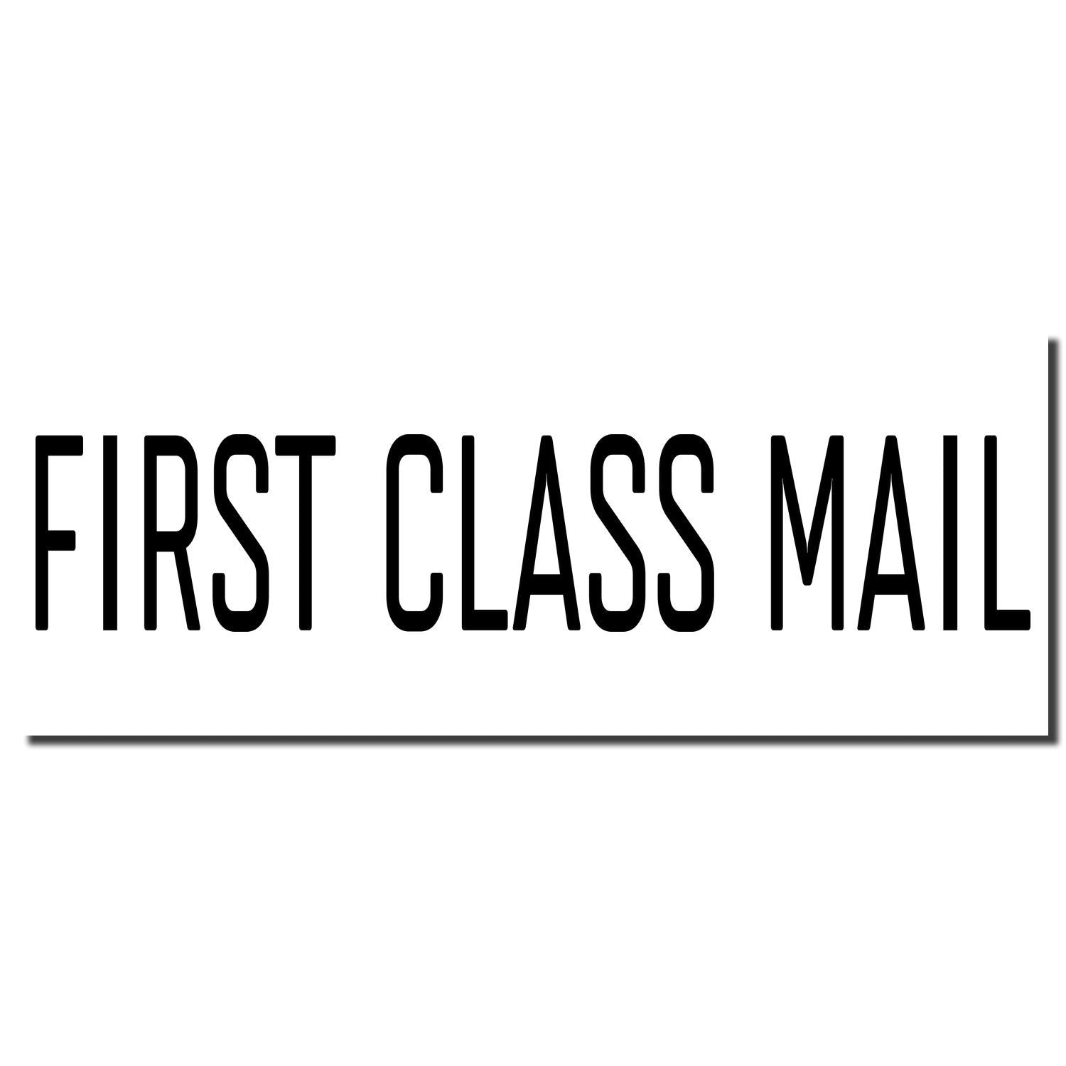 First Class Mail text in bold black letters on a white background.