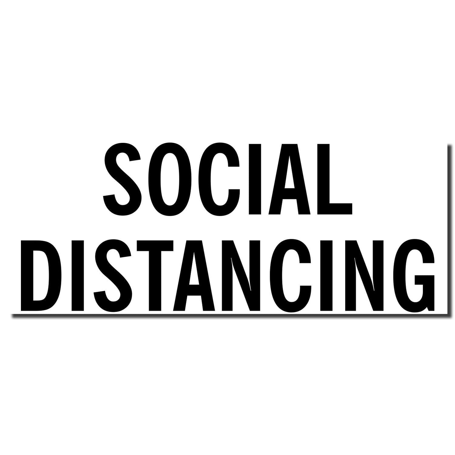 Bold black Social Distancing text on a white background, highlighting COVID-19 safety and distancing guidelines.