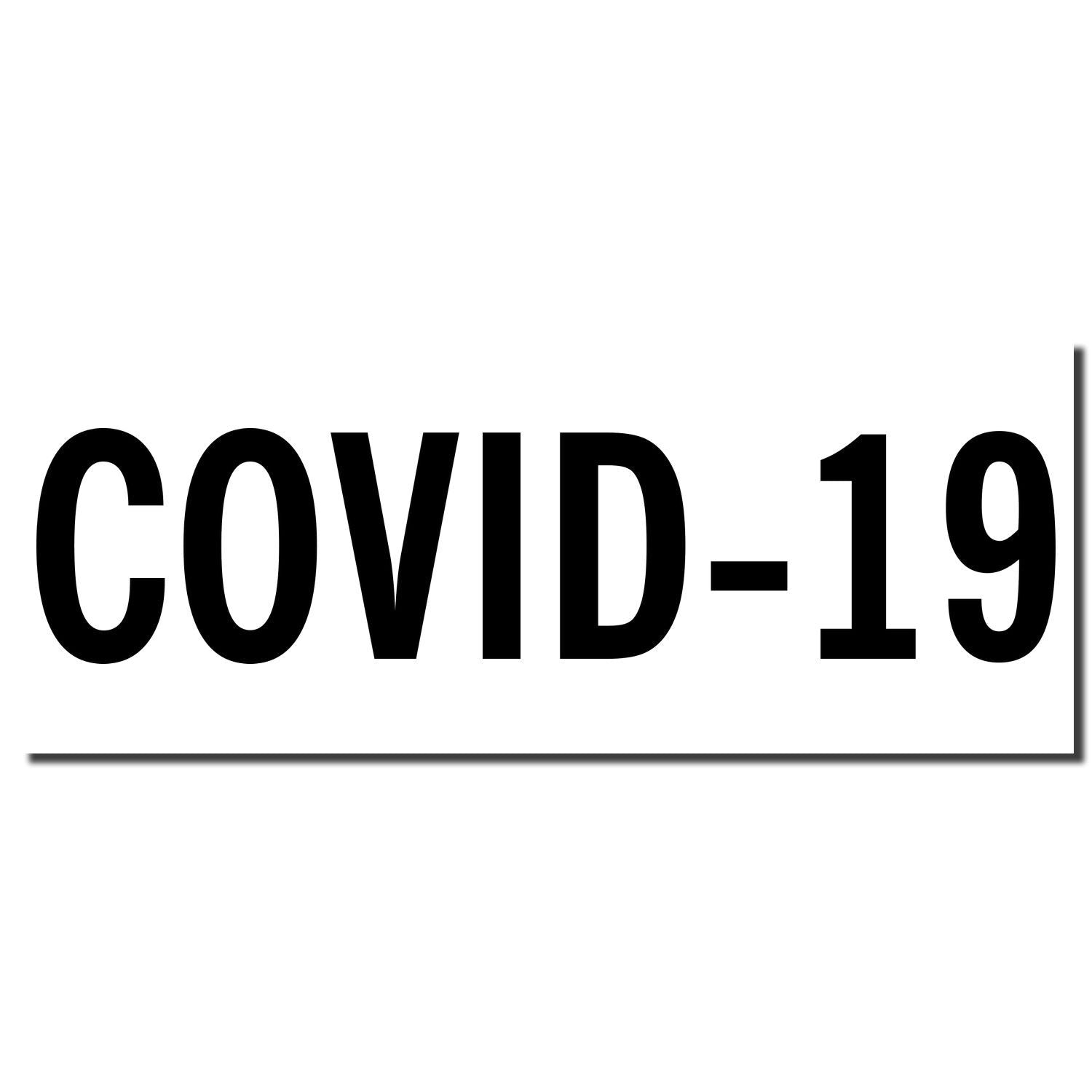 Bold COVID-19 text on a white background, illustrating coronavirus pandemic awareness and health warning.