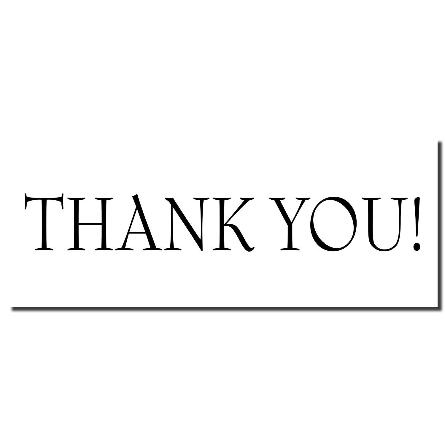 Thank you greeting card design with bold black typography on white background for customer appreciation, printable thank-you note.