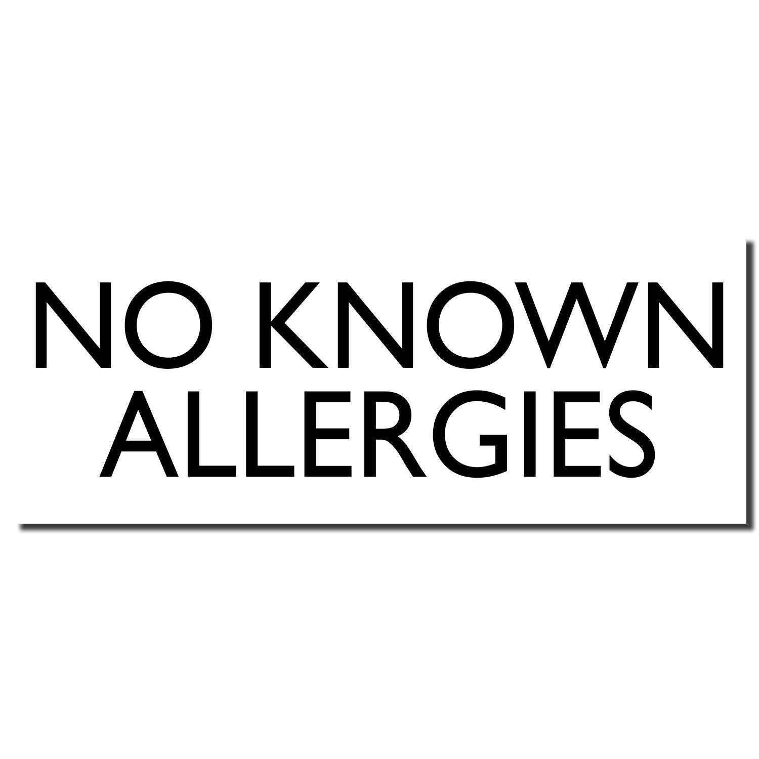 No Knowing Allergies sign with bold text on white background, promoting allergy awareness and safe handling.