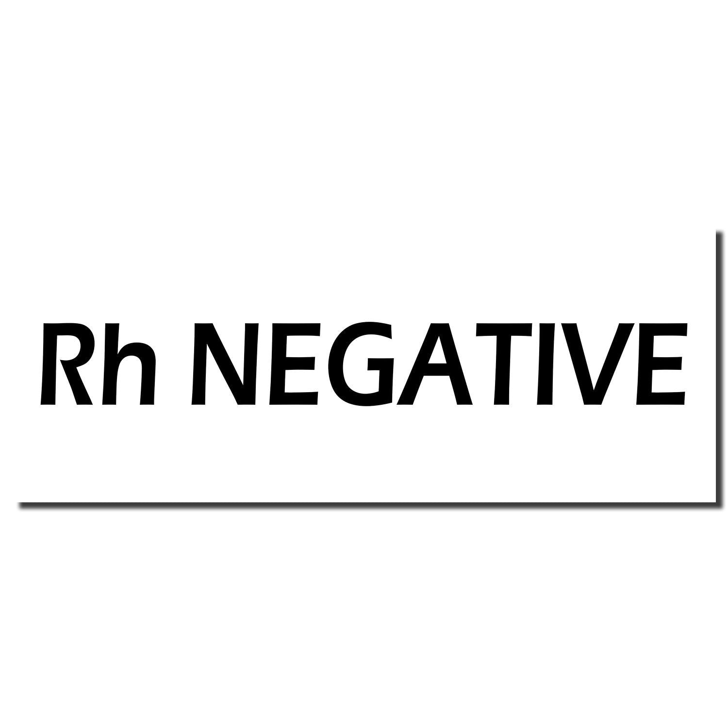 Rh negative blood type labeling sign with bold text Rh NEGATIVE on white background for medical identification