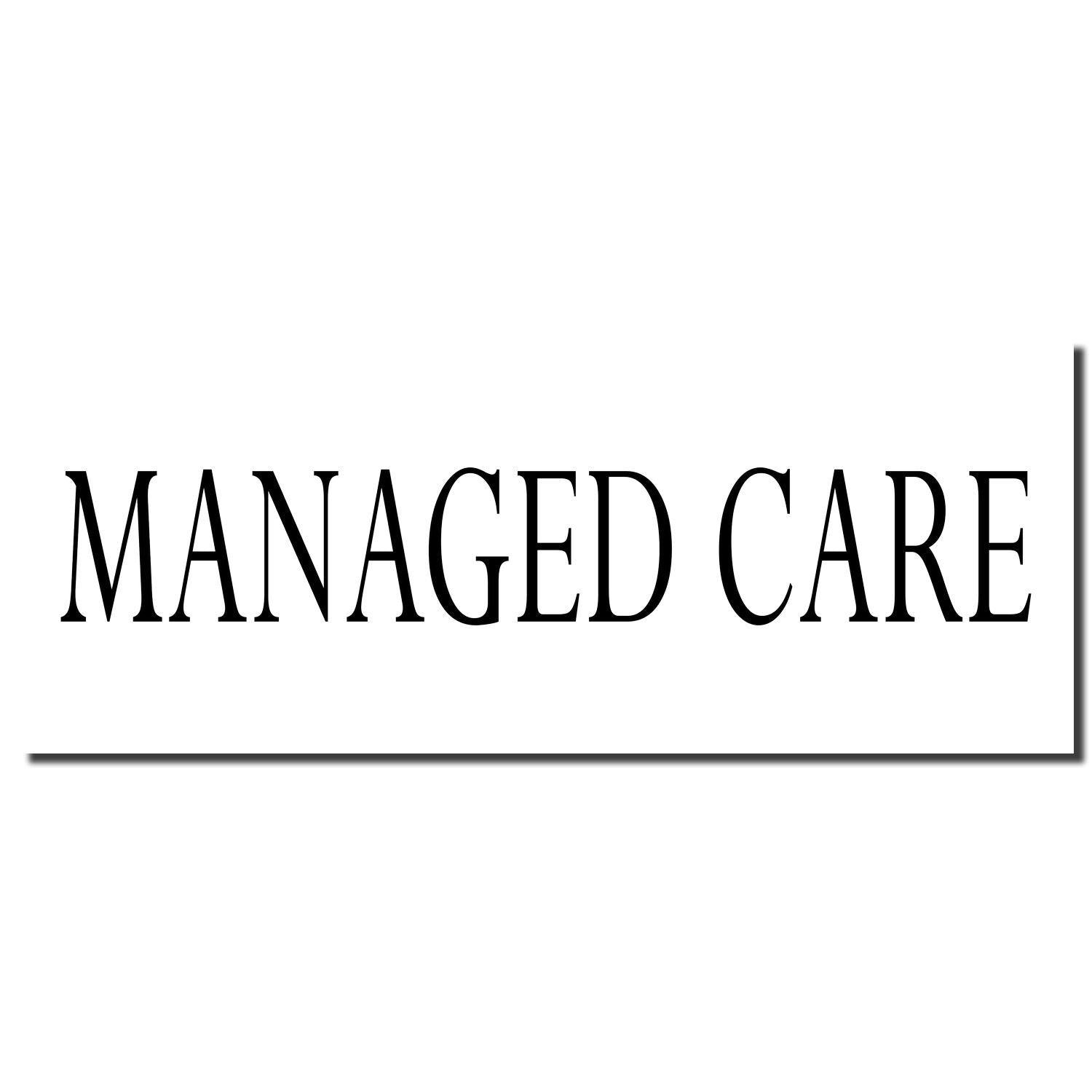Managed Care logo text on white background for healthcare services branding and managed care organization identification.