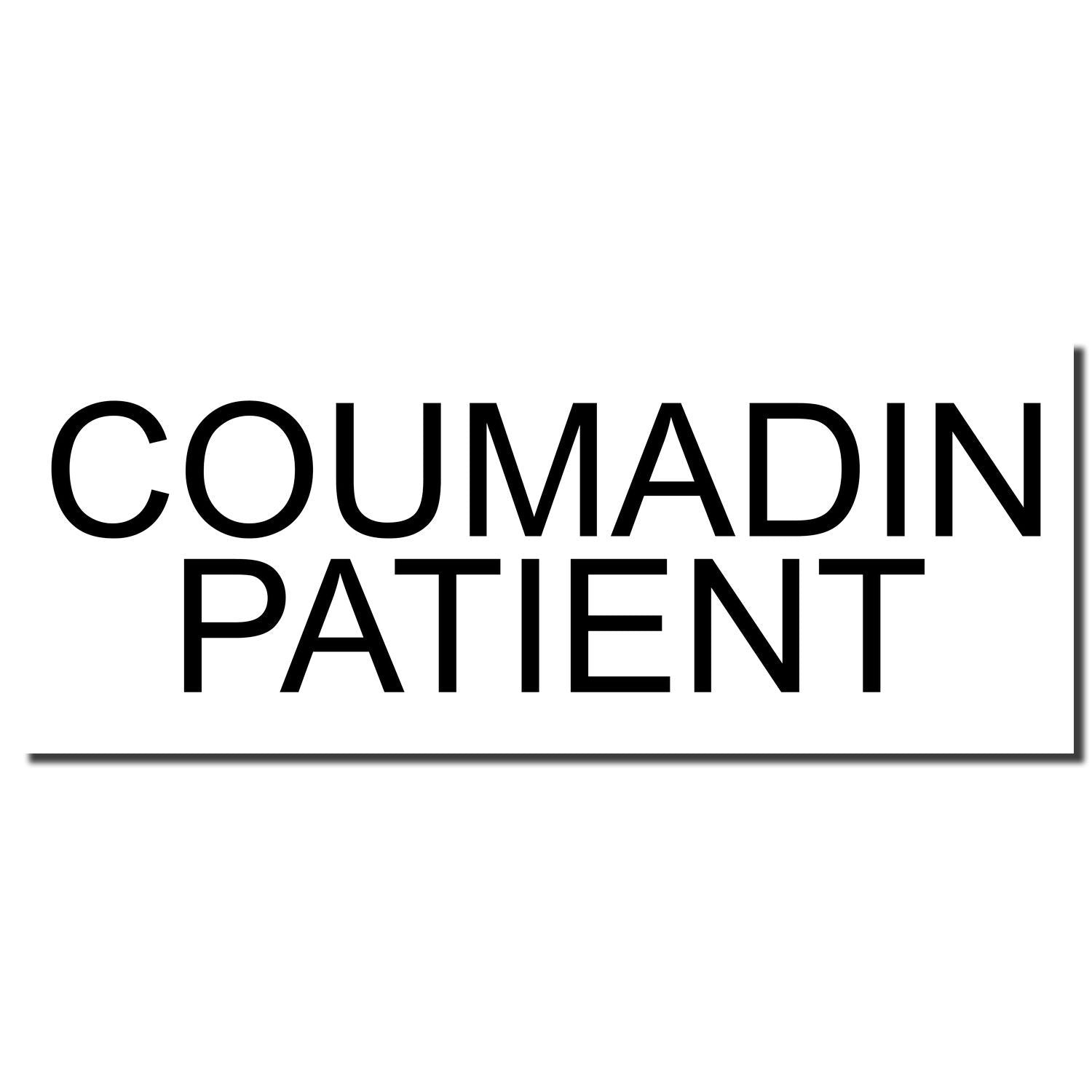 Coumadin patient informational logo sign for warfarin (Coumadin) anticoagulation guidance and medication safety.