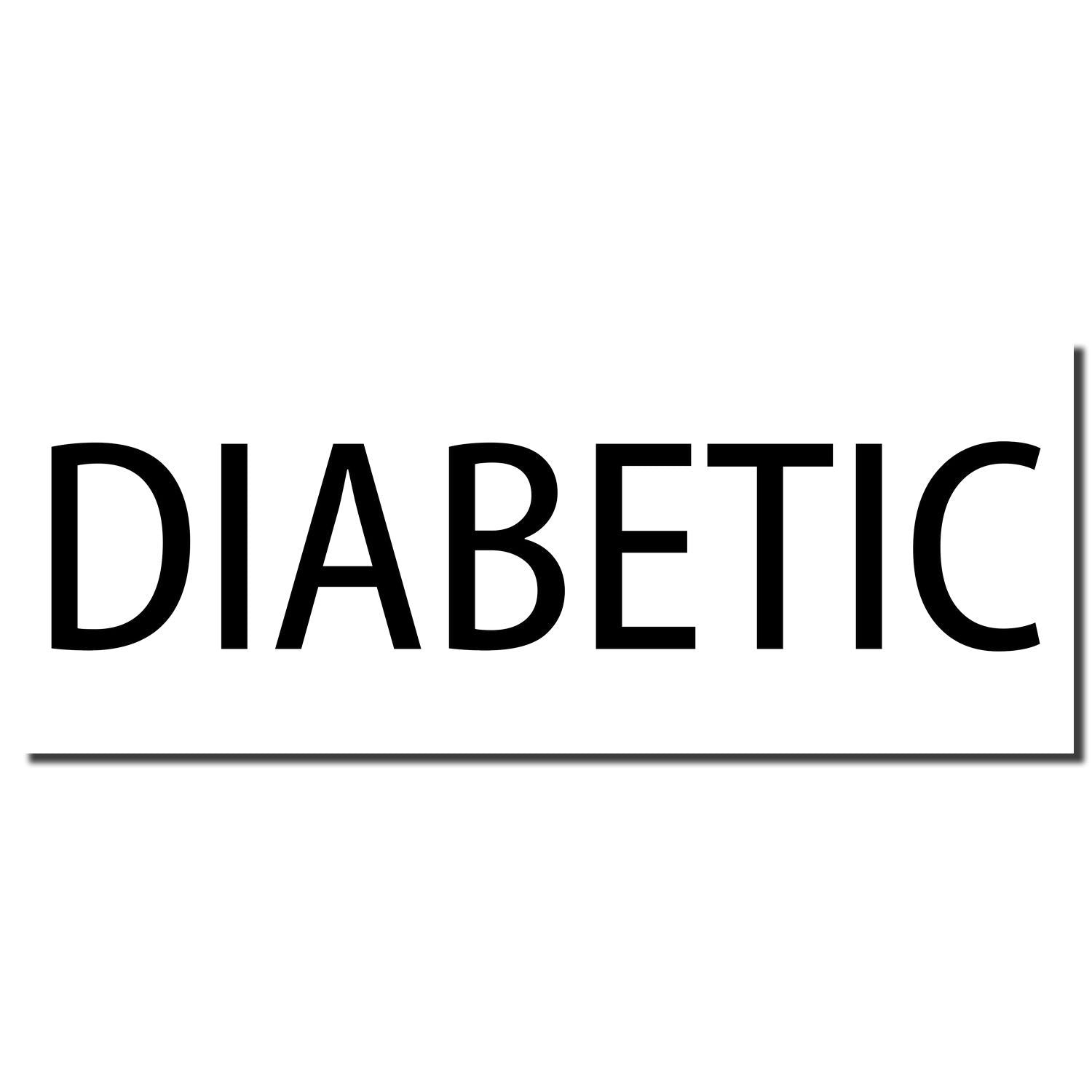 Diabetic warning label with bold DIABETIC text on white background for diabetes care and safety information.