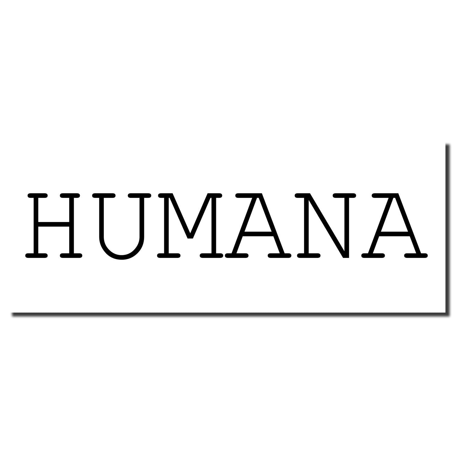 Humana brand logo with the word HUMANA in bold black serif letters on a white background.