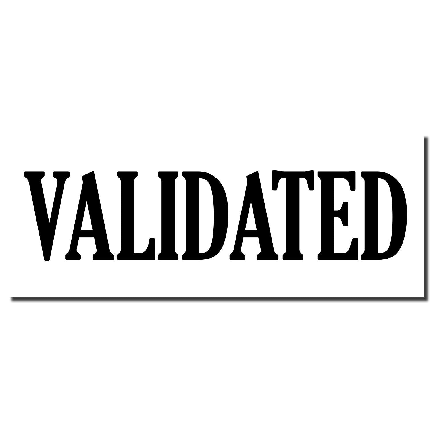 Validated stamp logo with bold black VALIDATED text on a white background for brand approval and verification.