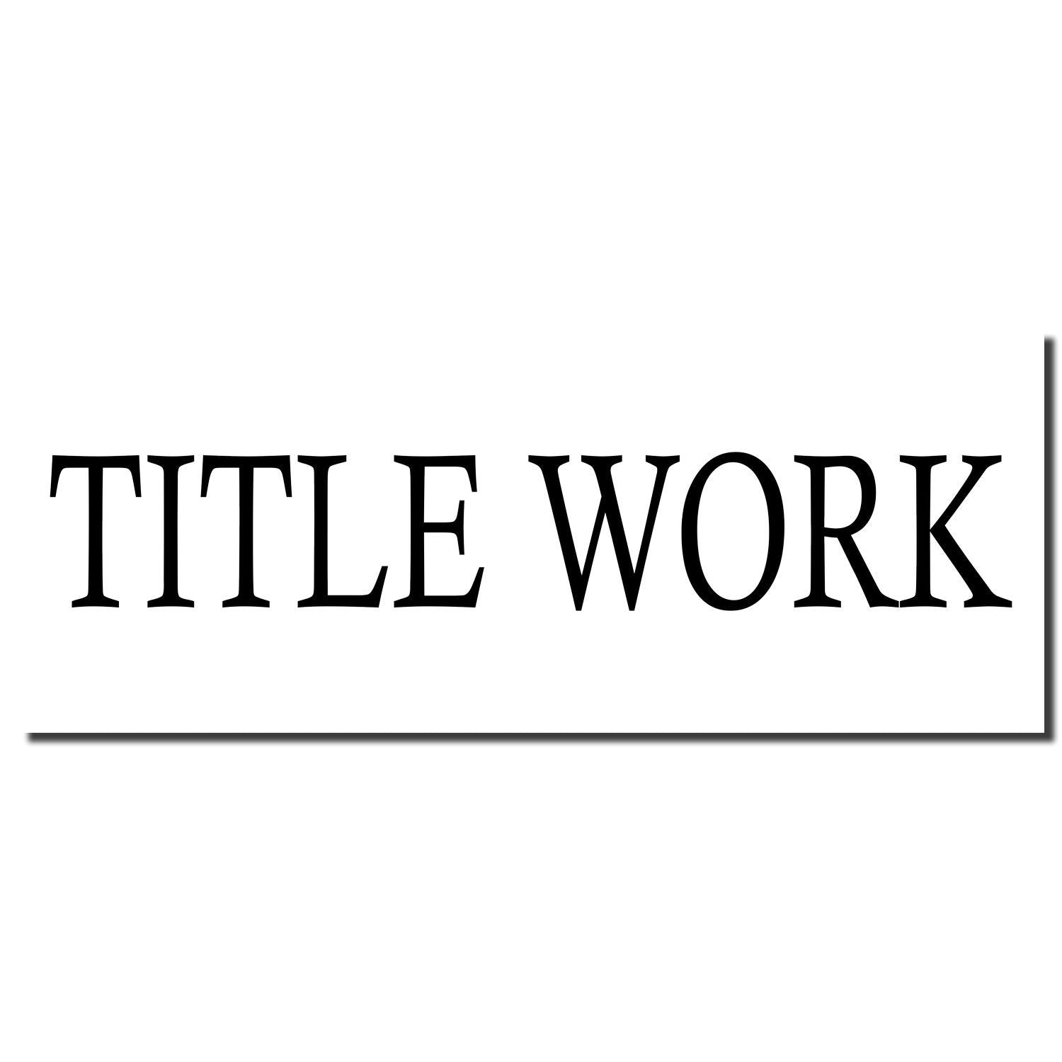 Title Work logo text in bold black serif letters on white background, branding for title services and document preparation.