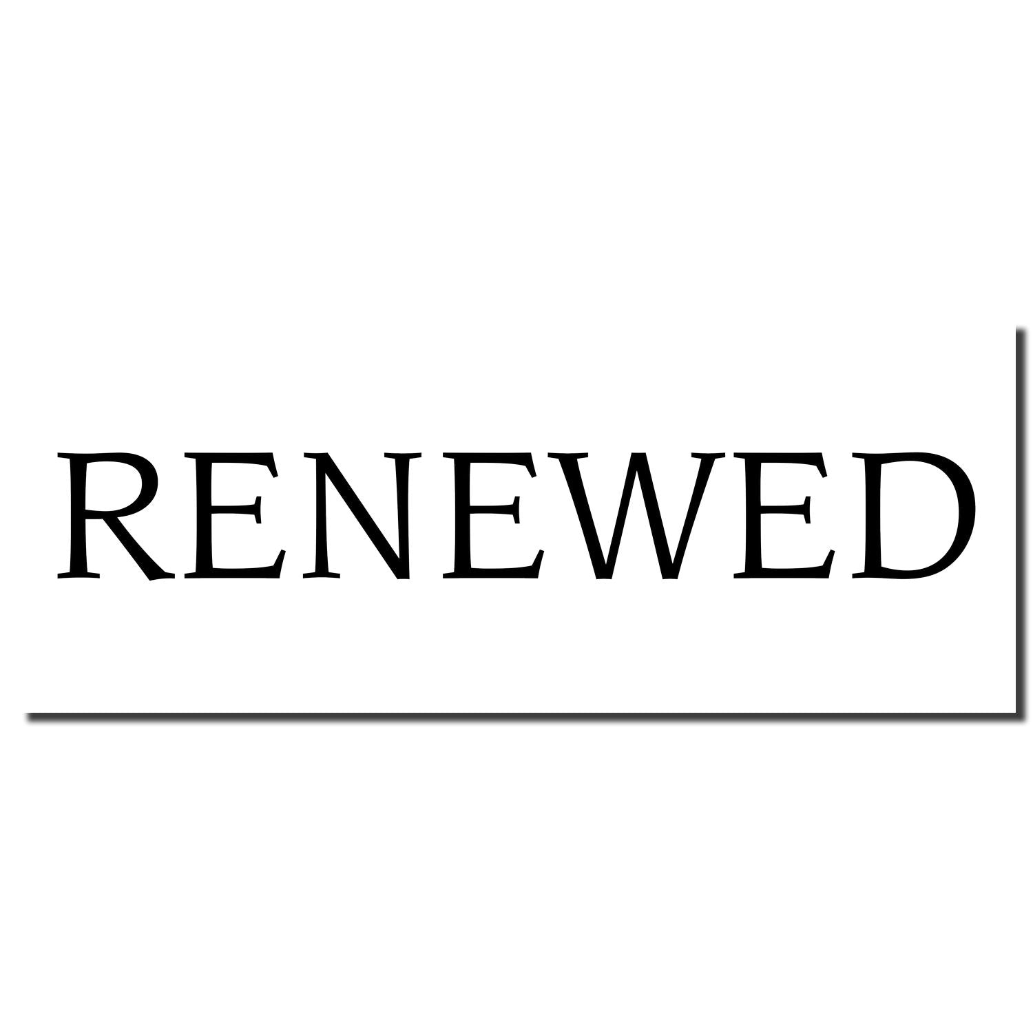 Renewed branding sign with bold black RENEWED text on white background for a renewal or transformation campaign.