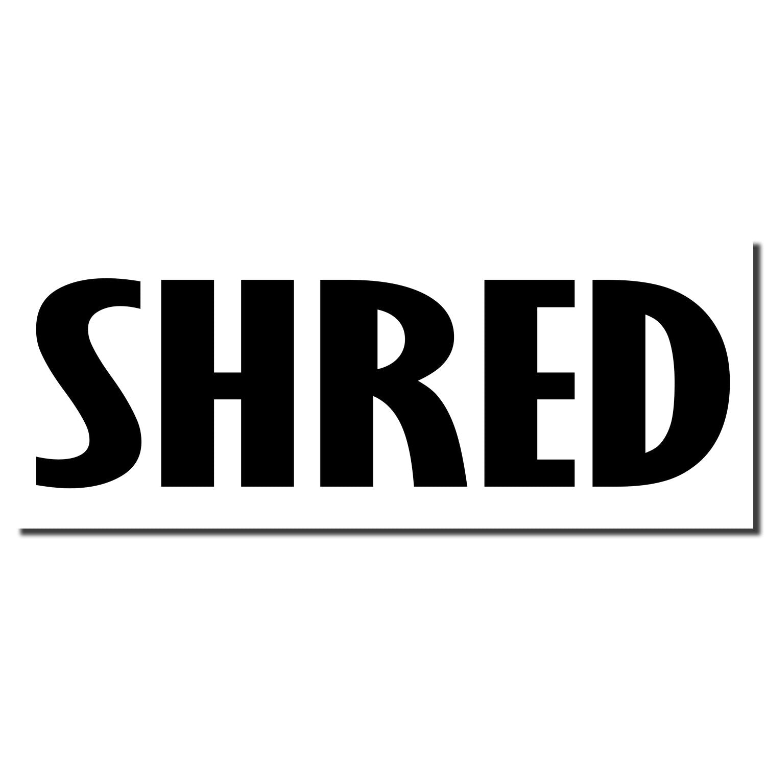 SHRED brand logo in bold black letters on white background for shredding service branding and marketing.