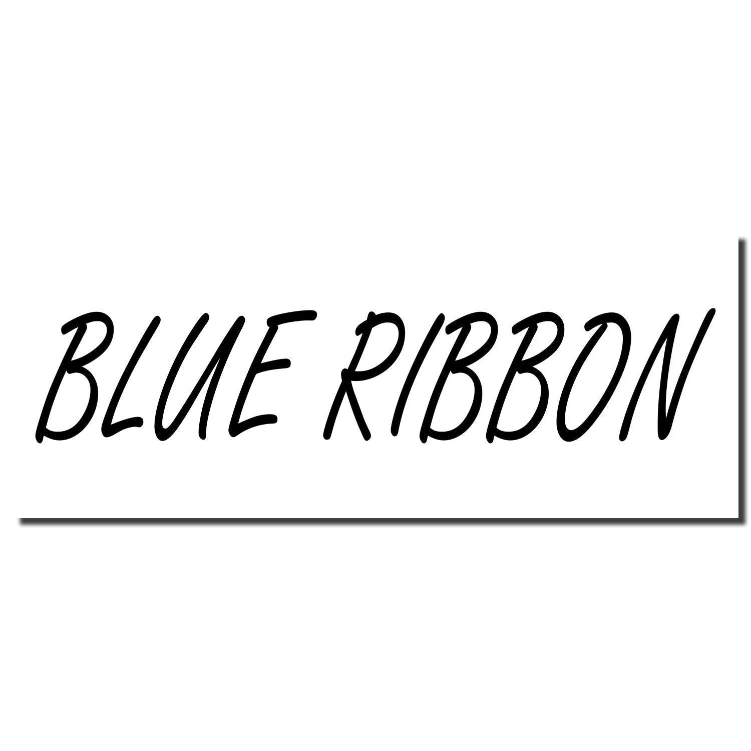 Blue Ribbon logo text in bold black script on a white background for product branding