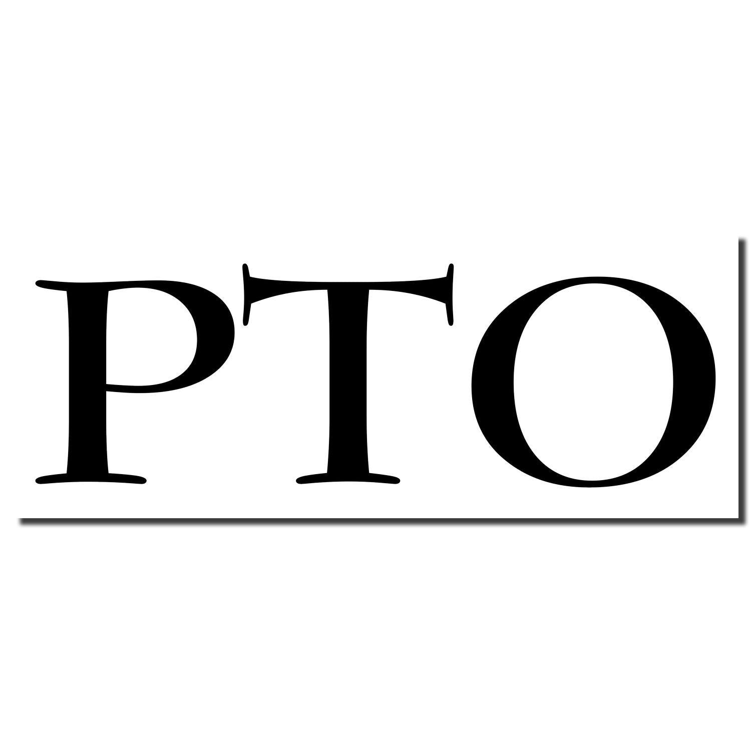 Bold black PTO acronym typography on white background, representing paid time off for employees.