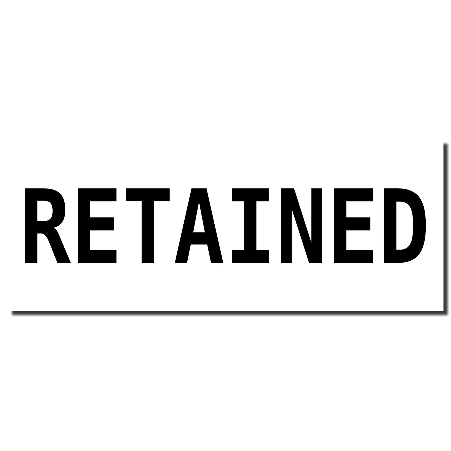 Bold RETAINED wordmark on a white background, used to label items or documents as retained.