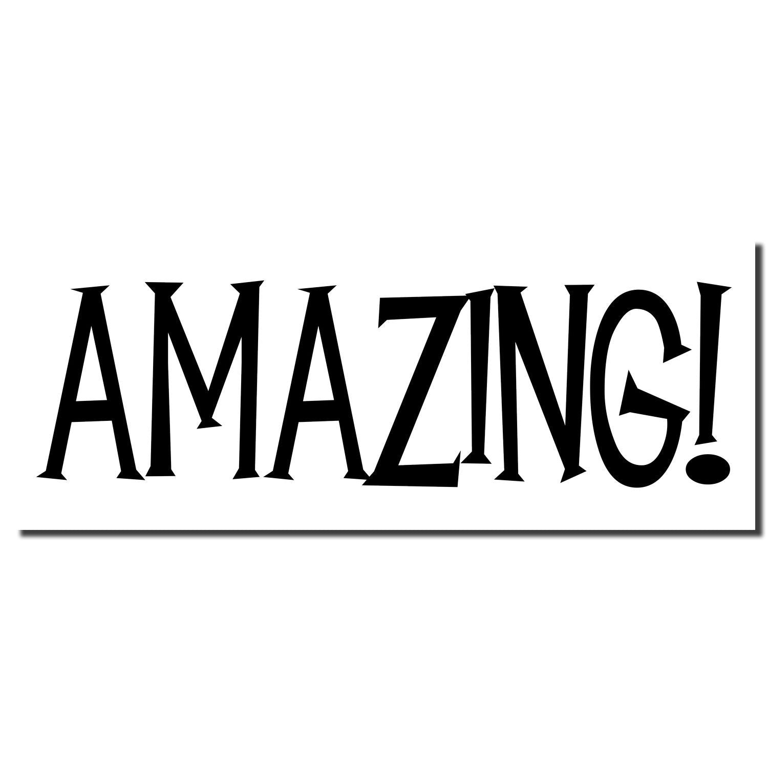 Bold black AMAZING! typography on white background, used as a promotional slogan or headline graphic.