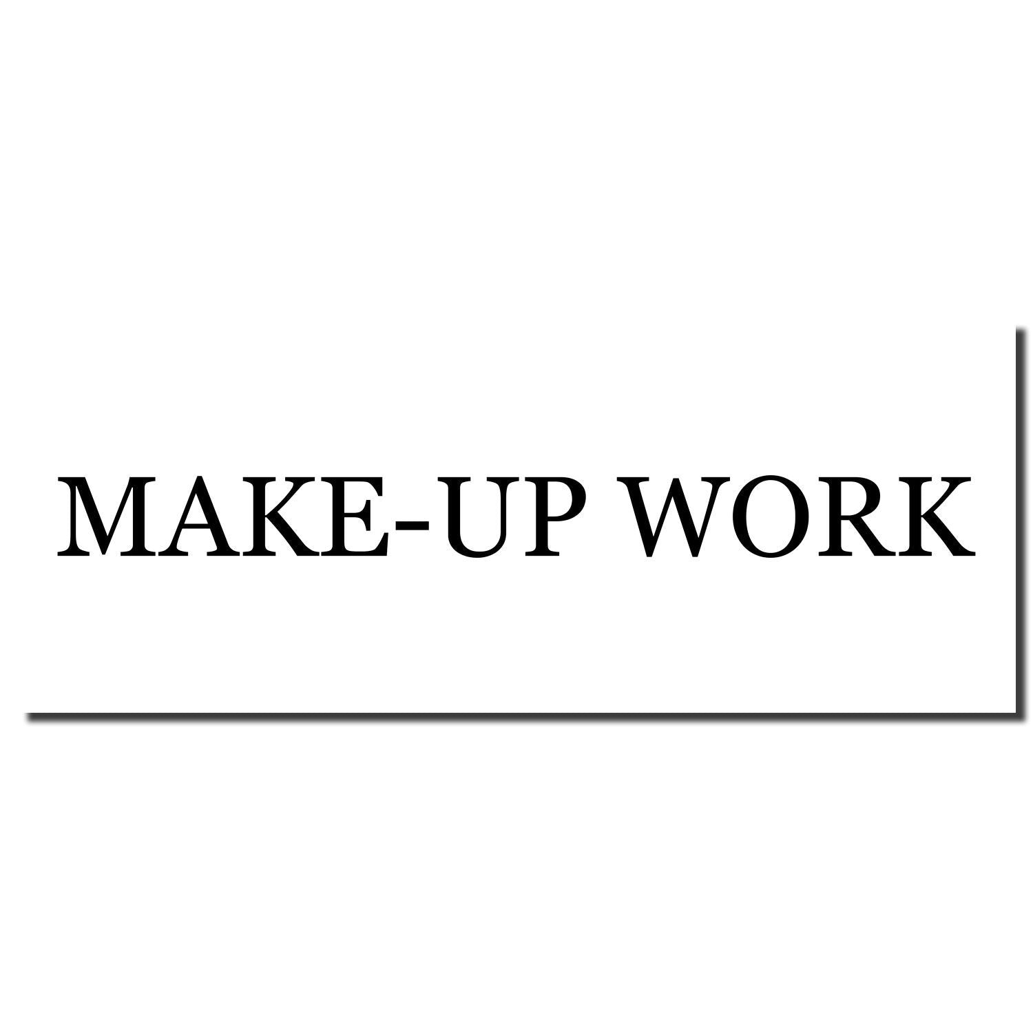 MAKE-UP WORK bold text on white background, promoting makeup work services for touch-ups and beauty repairs.