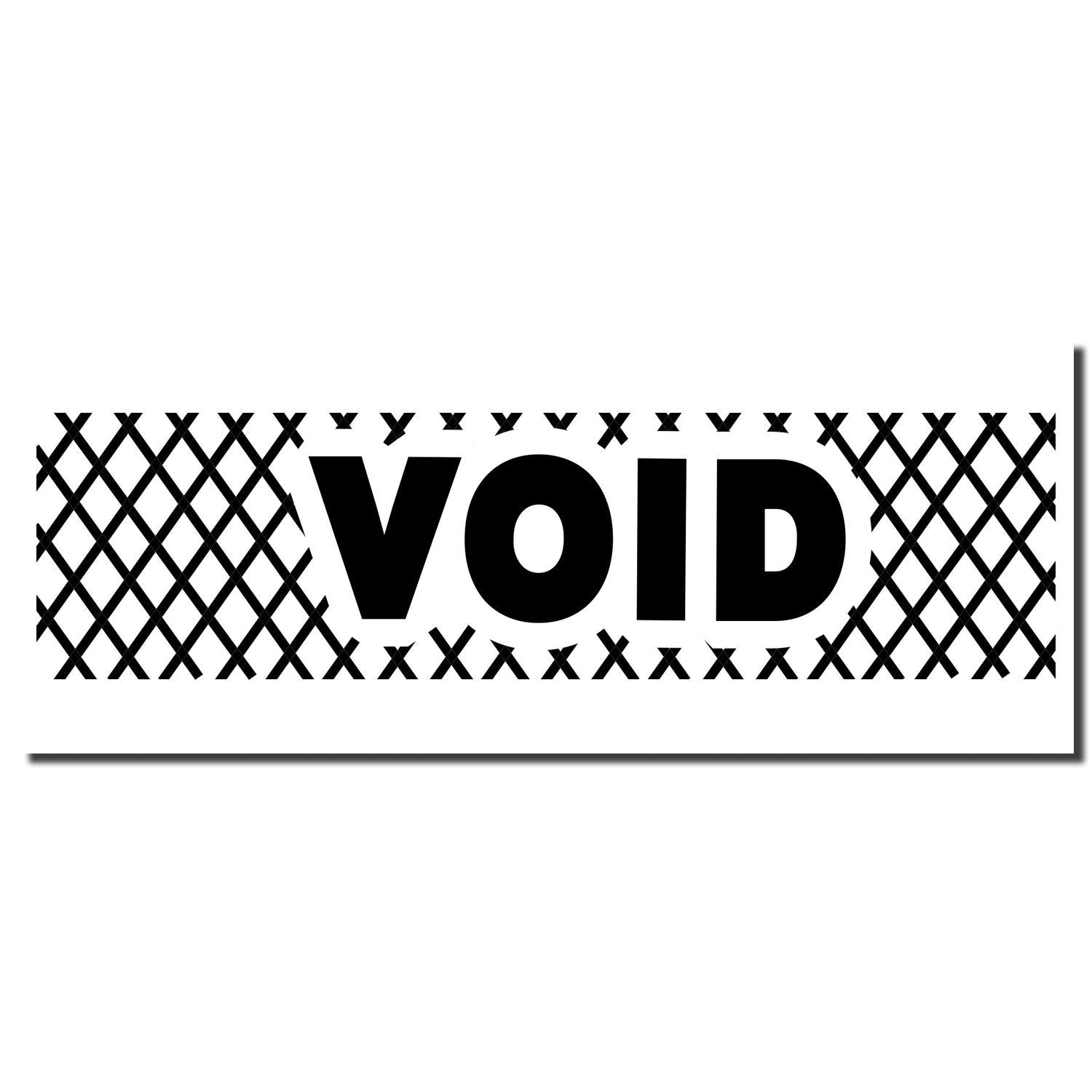 Bold black VOID text with geometric crosshatch border on a white background, minimalist abstract graphic design.