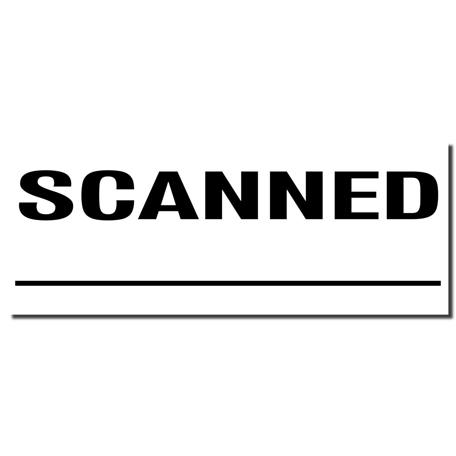 Scanned document status stamp with bold SCANNED text and underline, indicating a file has been digitally scanned.