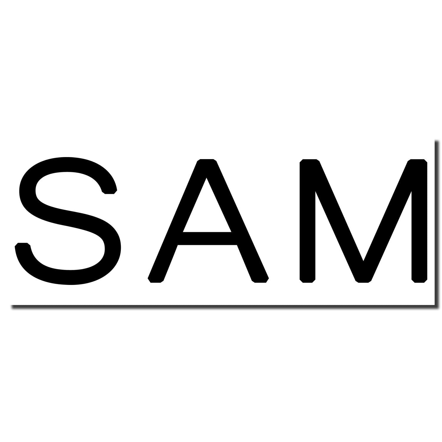 Bold black SAM lettering on a white background, logo-style typography image for brand identification or signage.