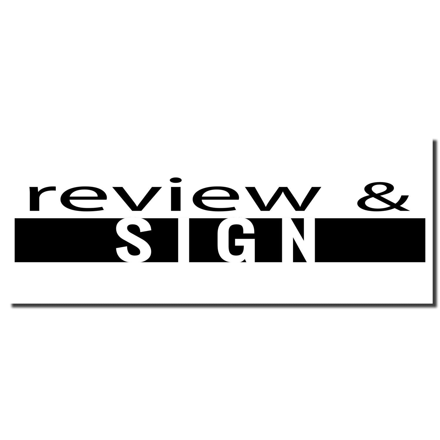 Review and Sign logo in black text on a white background with bold black bar design.