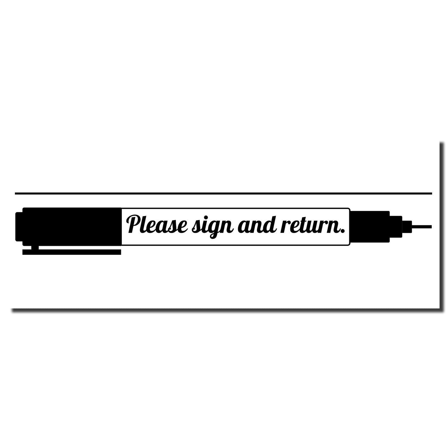 Black and white pen with Please sign and return label, office form signature prompt.