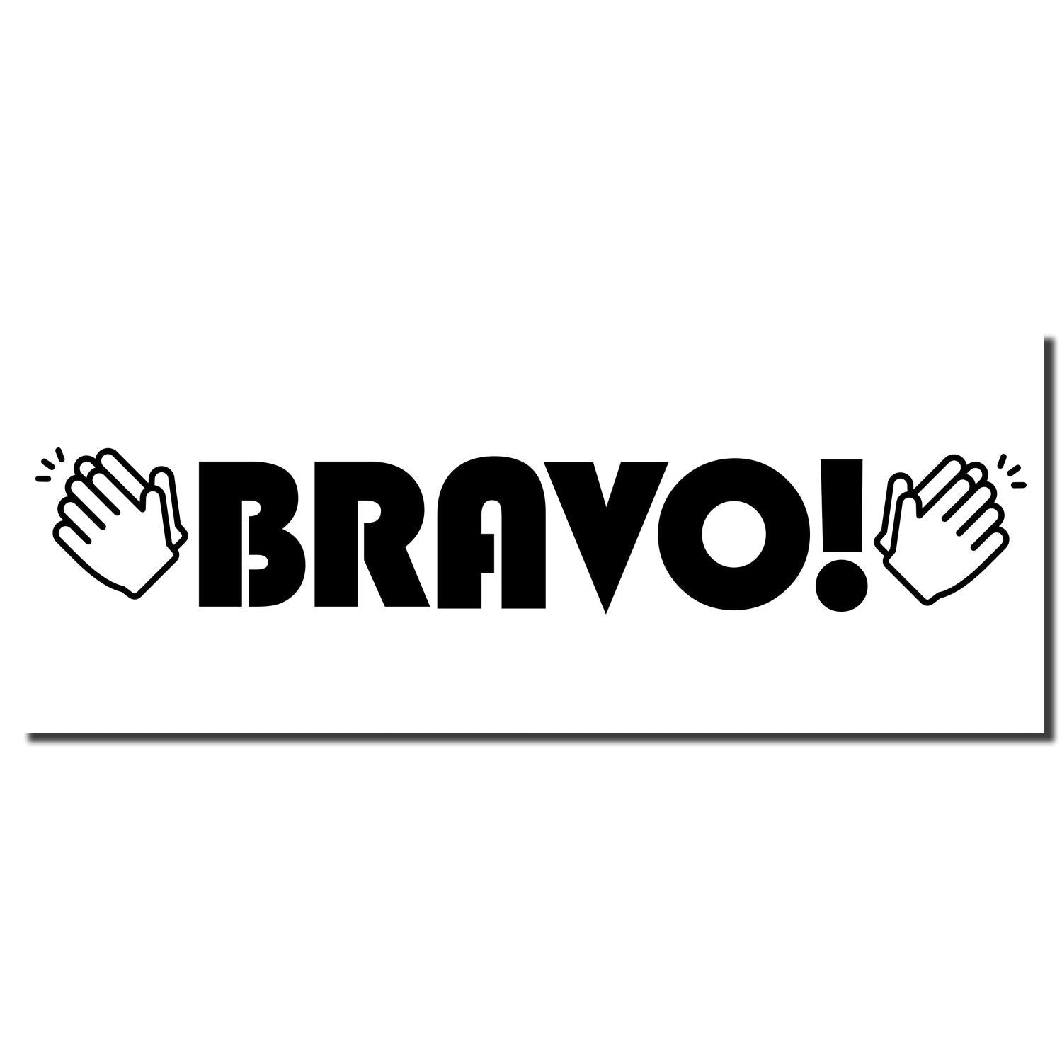 Bravo! celebration banner with high-five hand icons, praising achievement and encouraging positive recognition for teamwork.