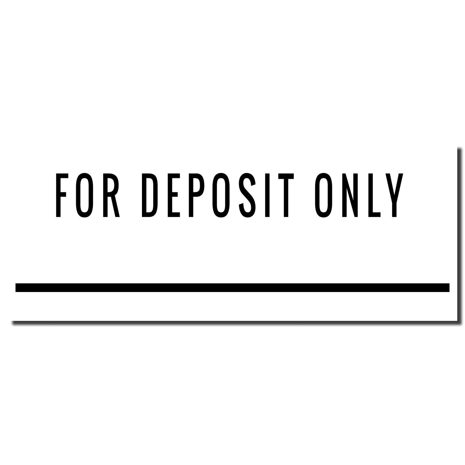 Black For Deposit Only text on a white check endorsement slip with a horizontal line underneath.