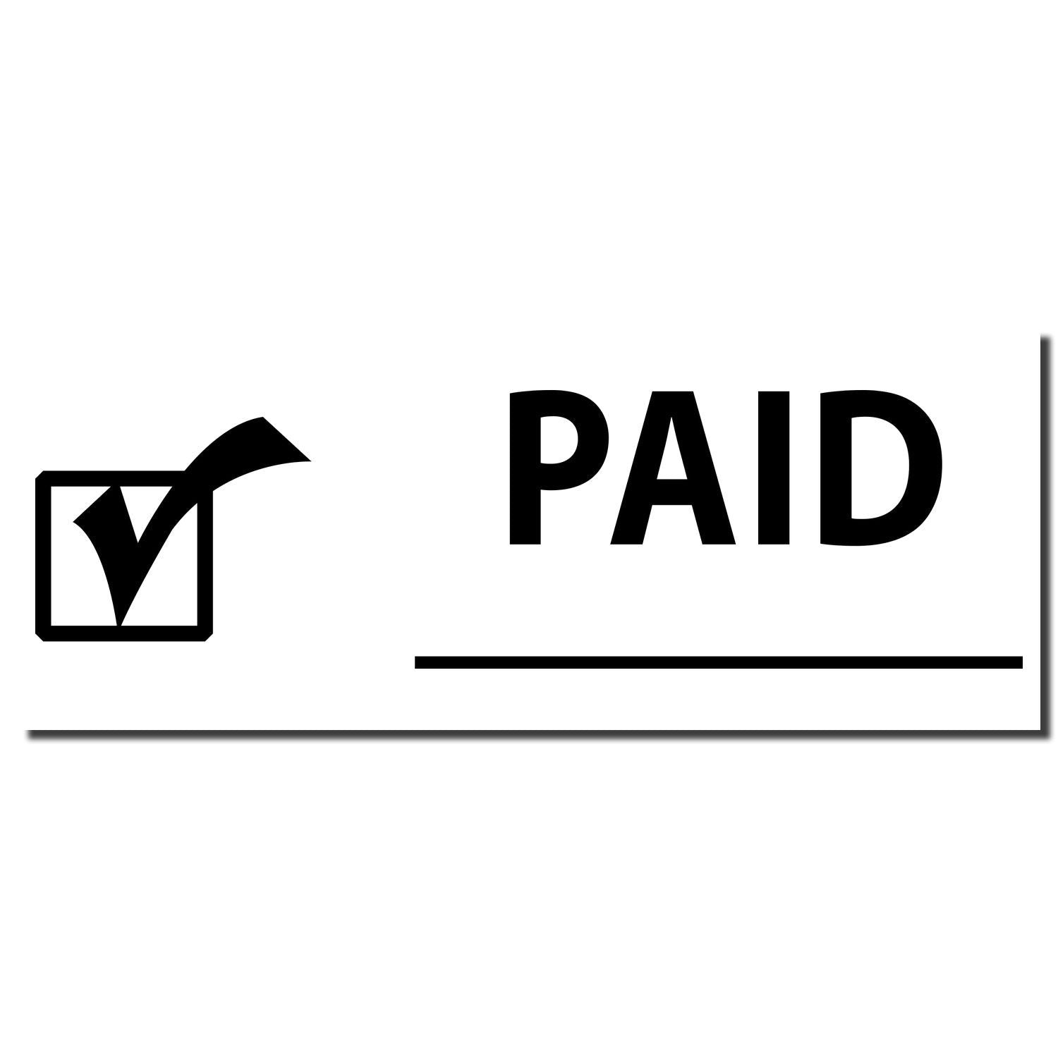 Black PAID stamp with checkmark icon on a white background, indicating payment completed.