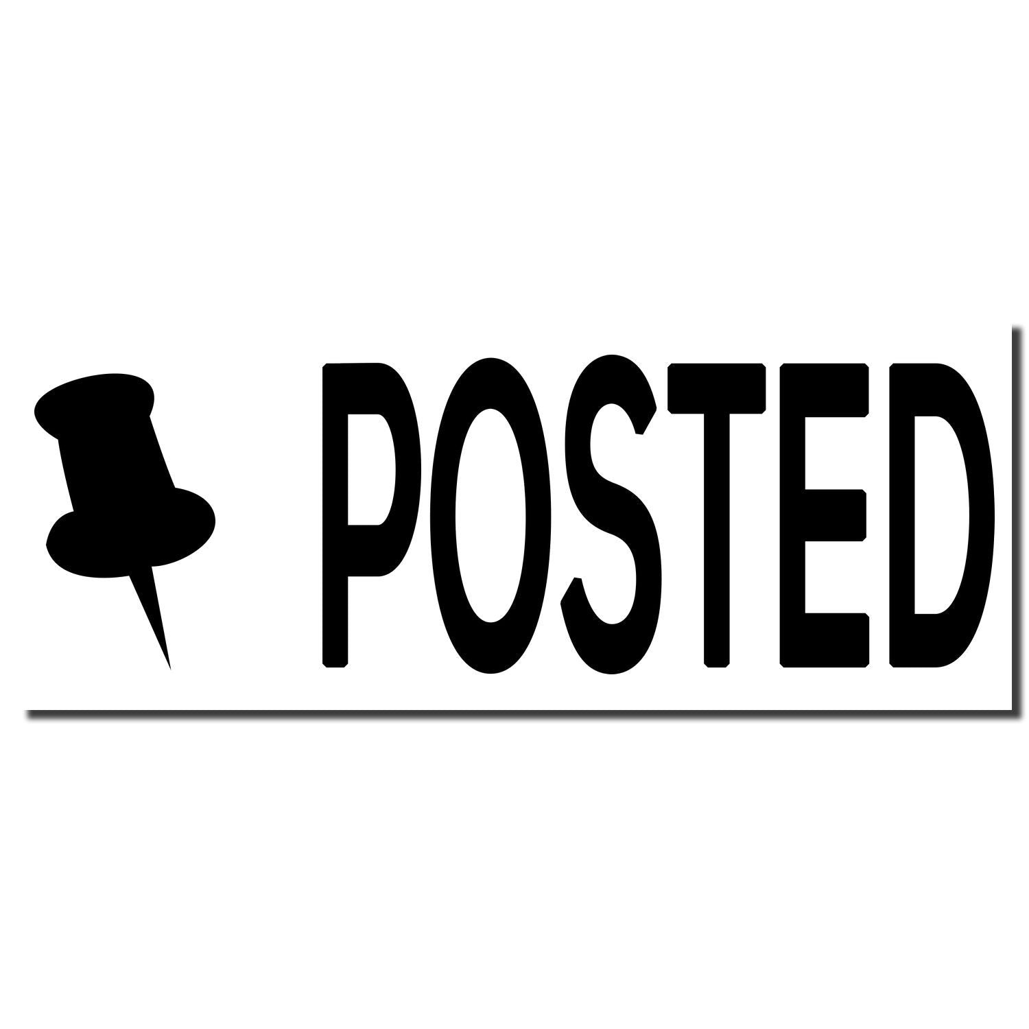 Black POSTED sign with pushpin icon, social media post notification graphic on white background.