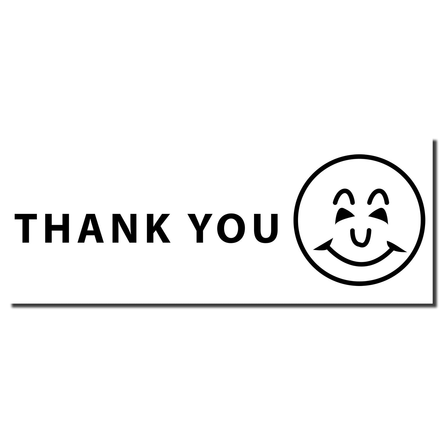 Thank you message with a smiling emoji icon on a clean white background.