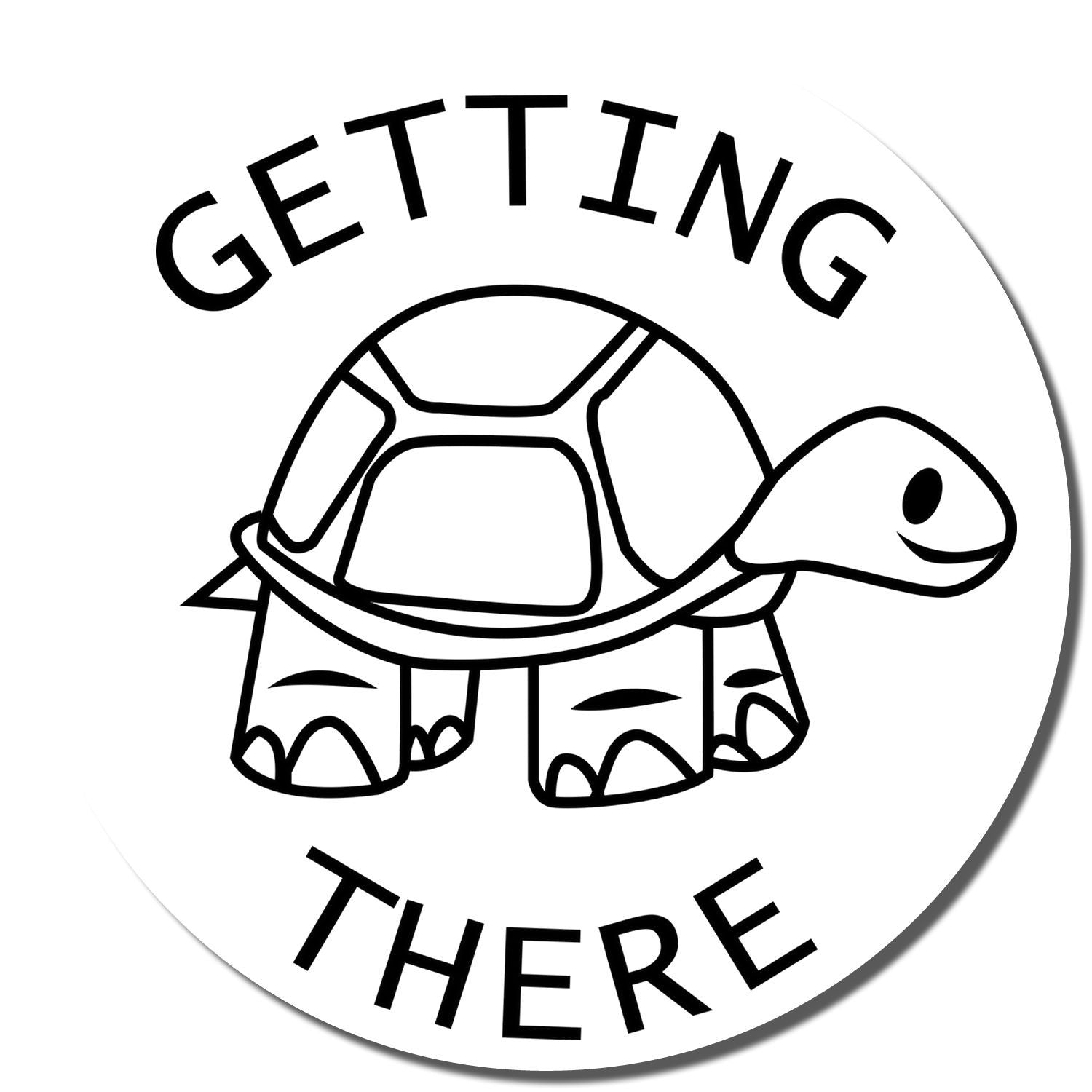 Getting There turtle logo with cute cartoon tortoise icon and bold black text on a white background