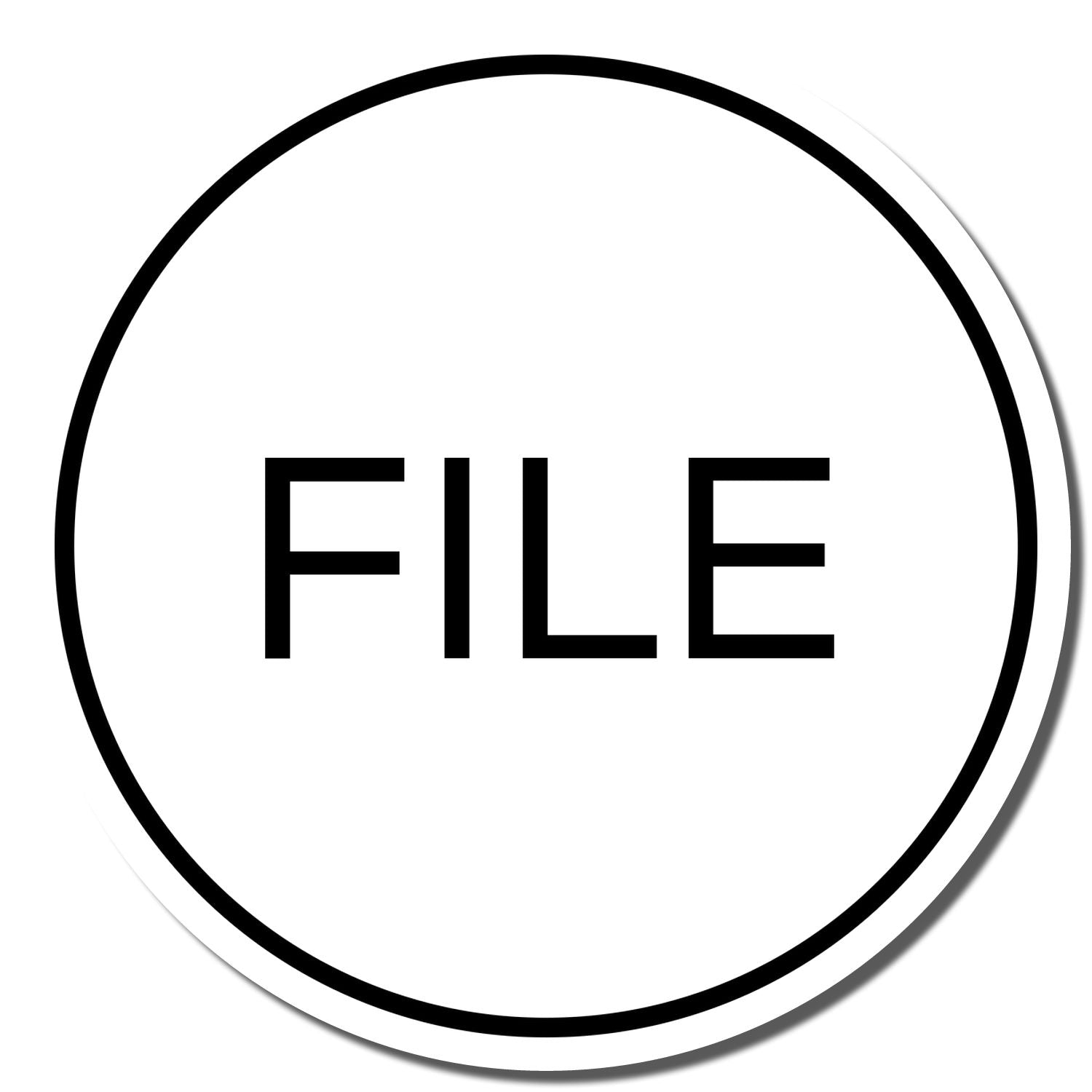 Black file icon with circular outline and bold FILE text on a white background.