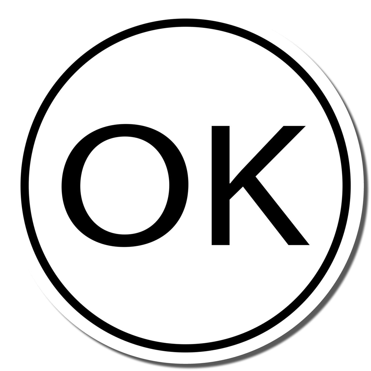 Black OK symbol inside a circle on a white background, simple approval and confirmation icon.