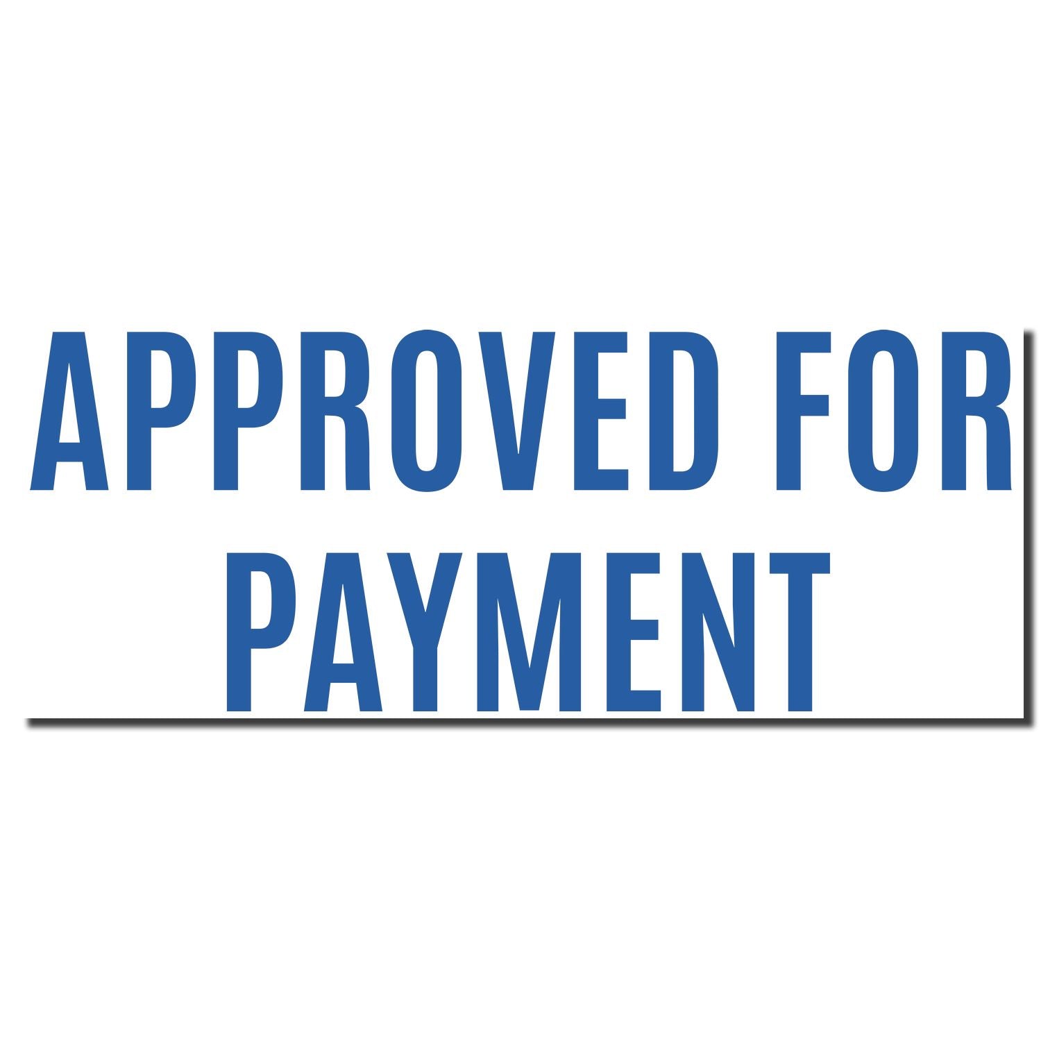 Approved for Payment stamp logo in blue text on white background for payment processing verification