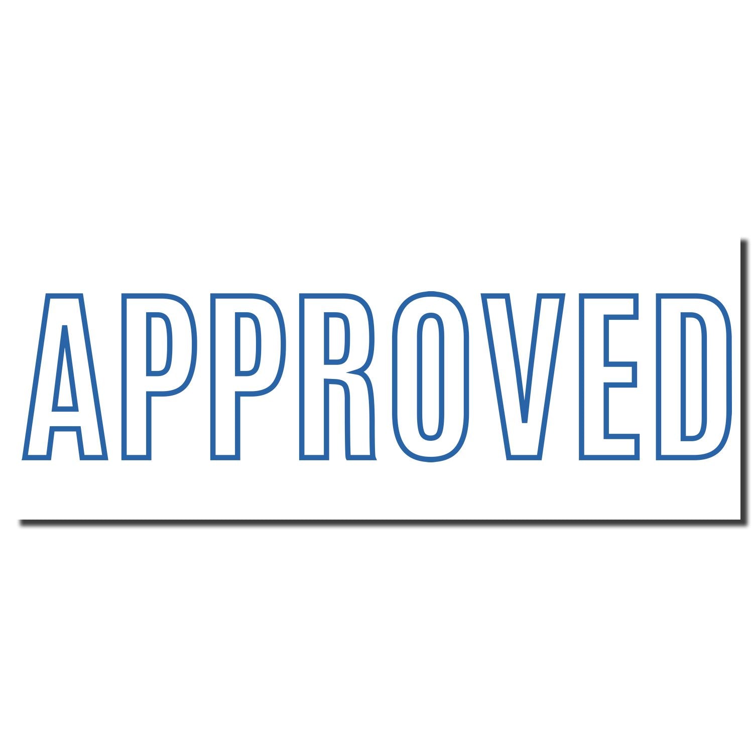 APPROVED stamp logo in bold blue letters on white background, indicating approval, quality control, and verification.