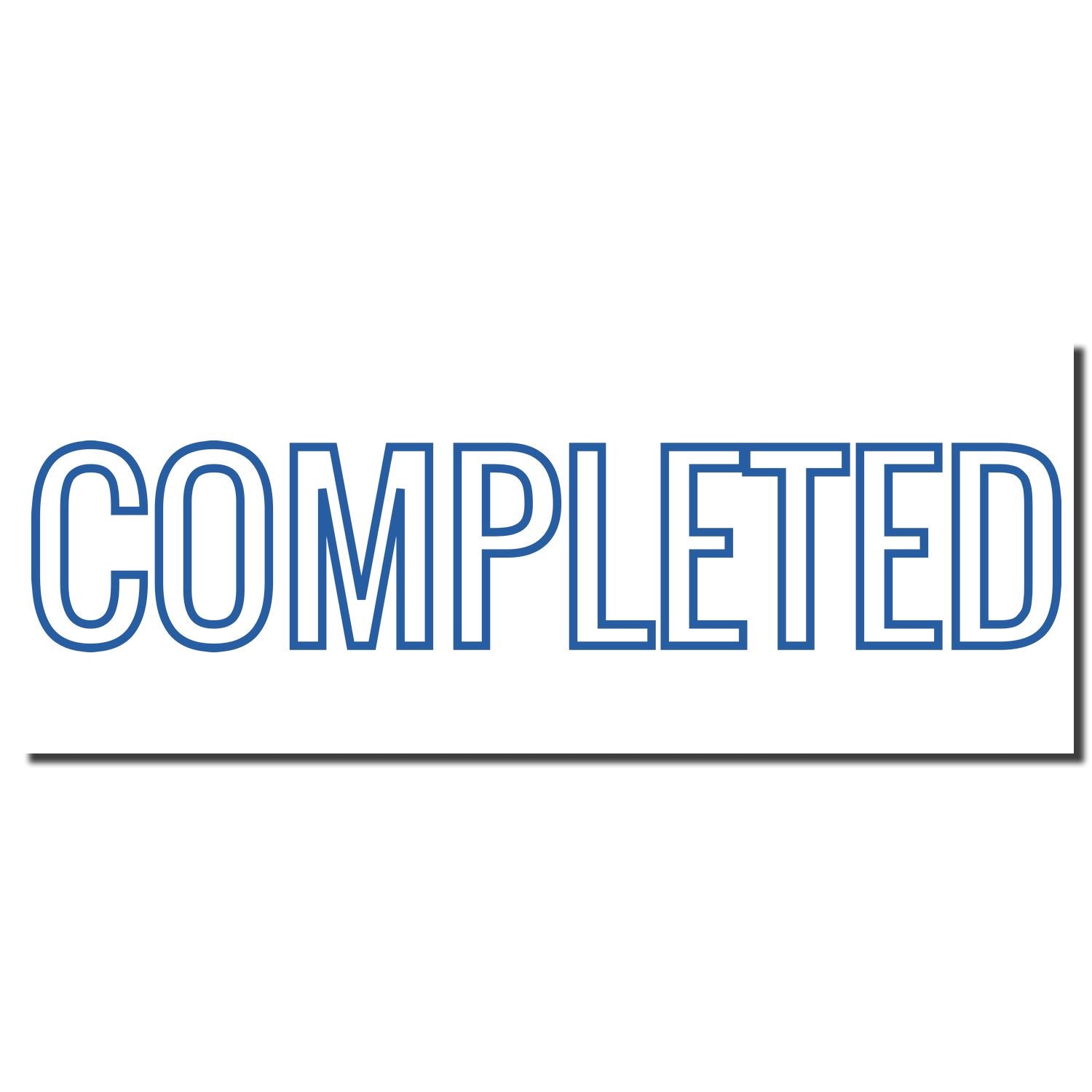 COMPLIED logo in bold blue outline letters on white background, brand mark for compliance services.