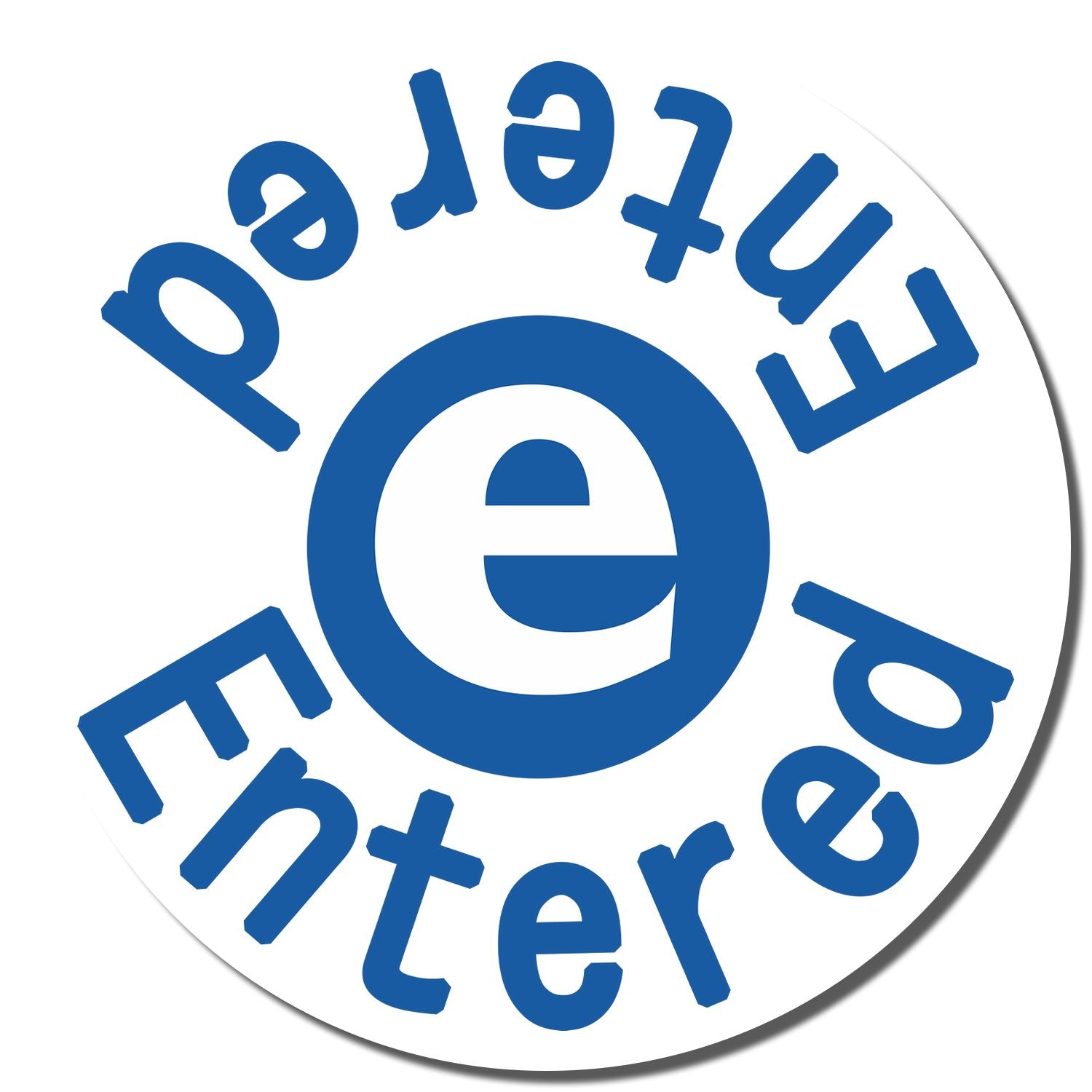 Blue shield logo with a central e icon and surrounding quality text, used as a brand badge for quality assurance.