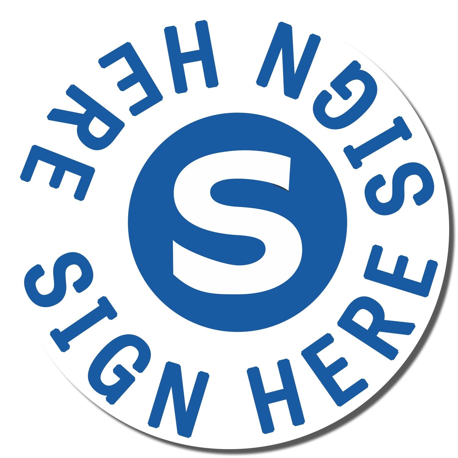 Enlarged Imprint for Blue Sign Here Xstamper Stamp