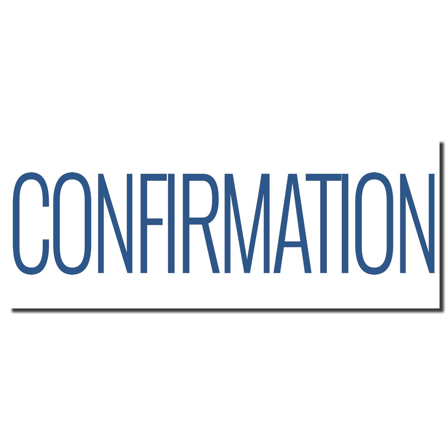 Confirmation branding logo with blue CONFIRMATION text on white background for company identity and marketing.