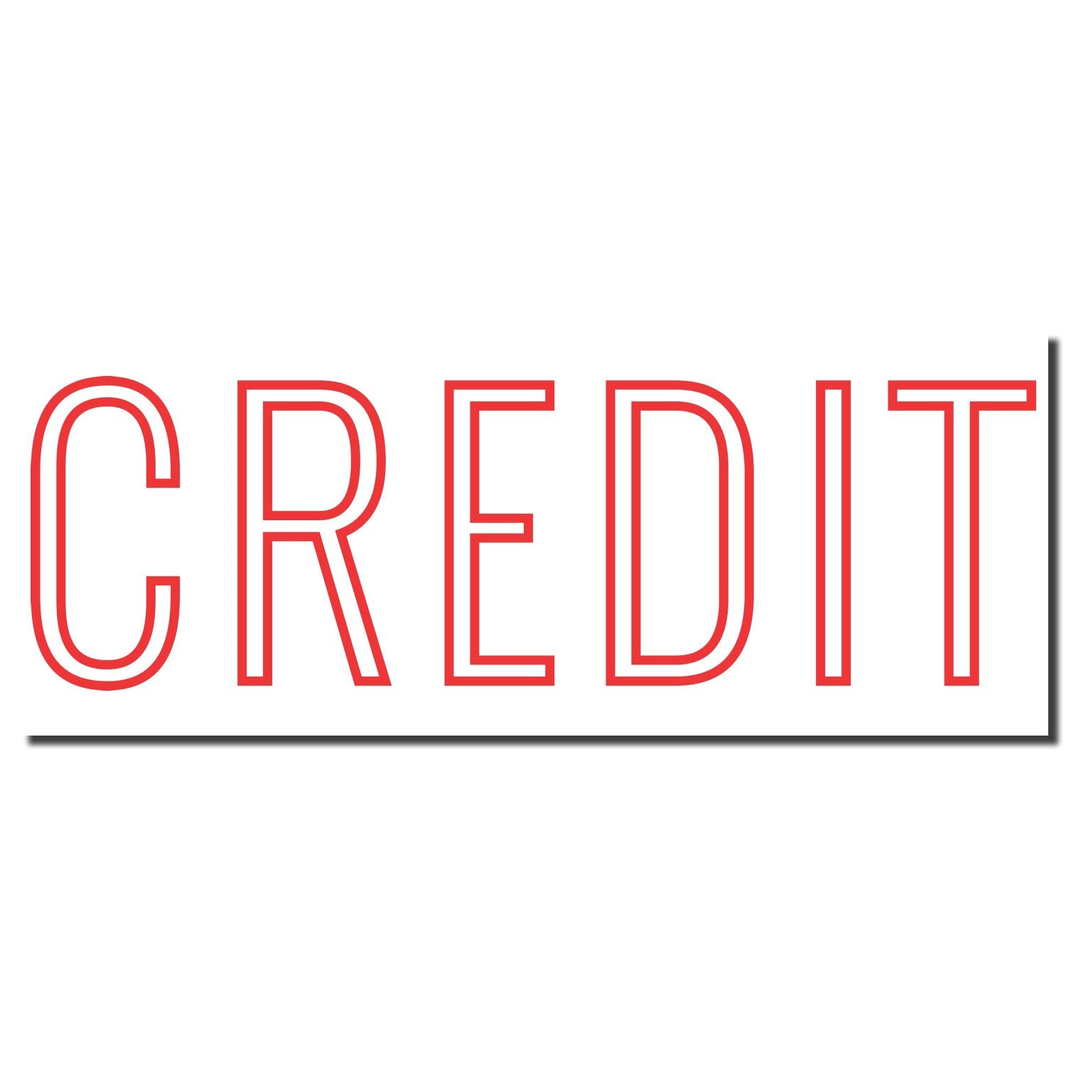 CREDIT wordmark in bold red outline letters on white background, promoting credit and financial services branding.