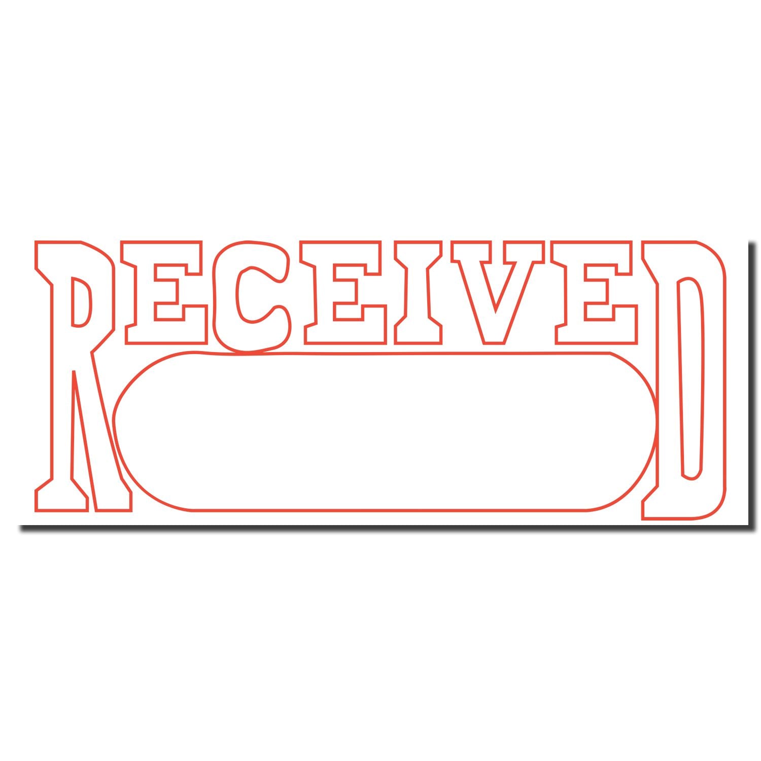 Red RECEIVED stamp graphic with blank signature/date area for shipping, mail, and inventory records
