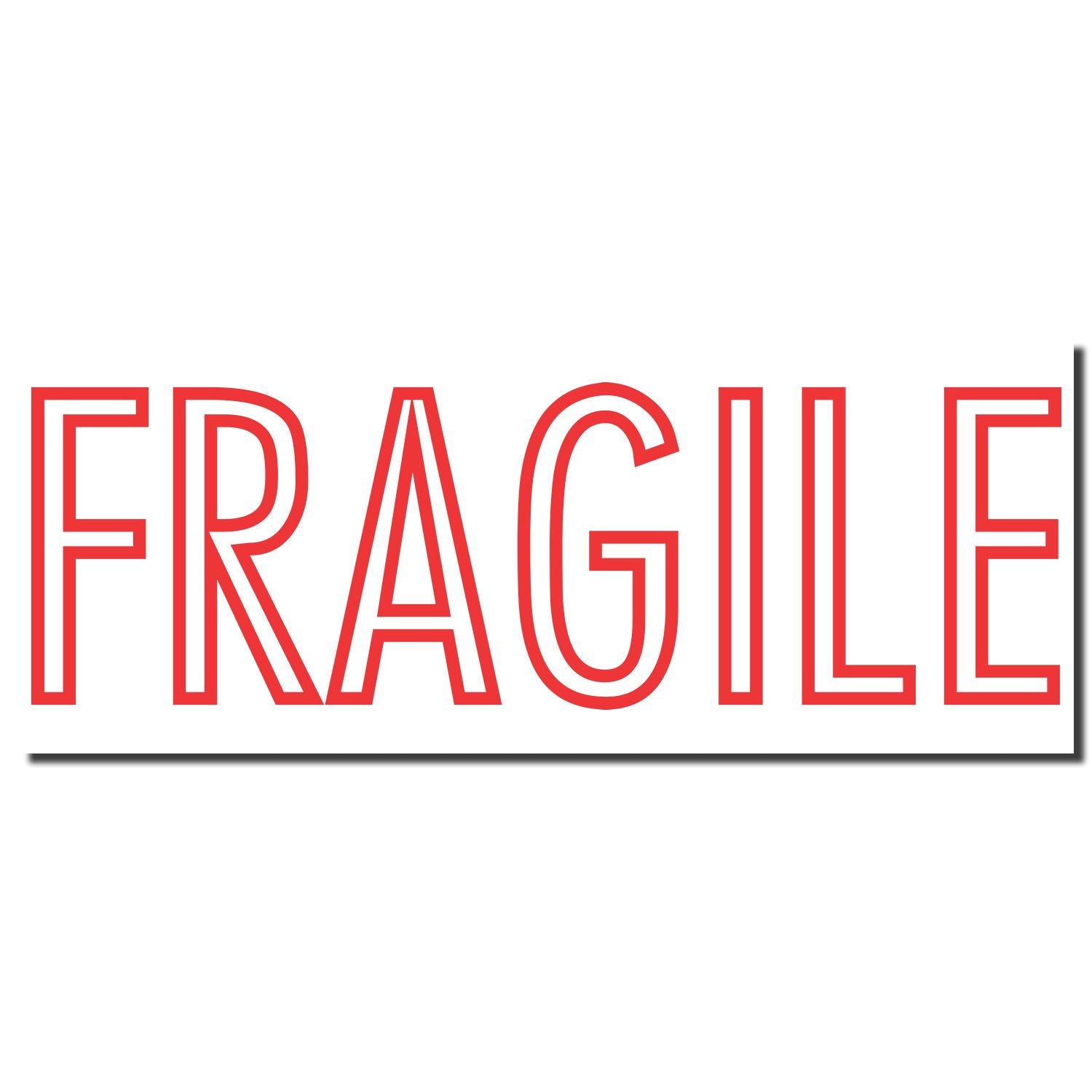 FRAGILE shipping label in red letters on white background, warning handlers to handle goods with care.
