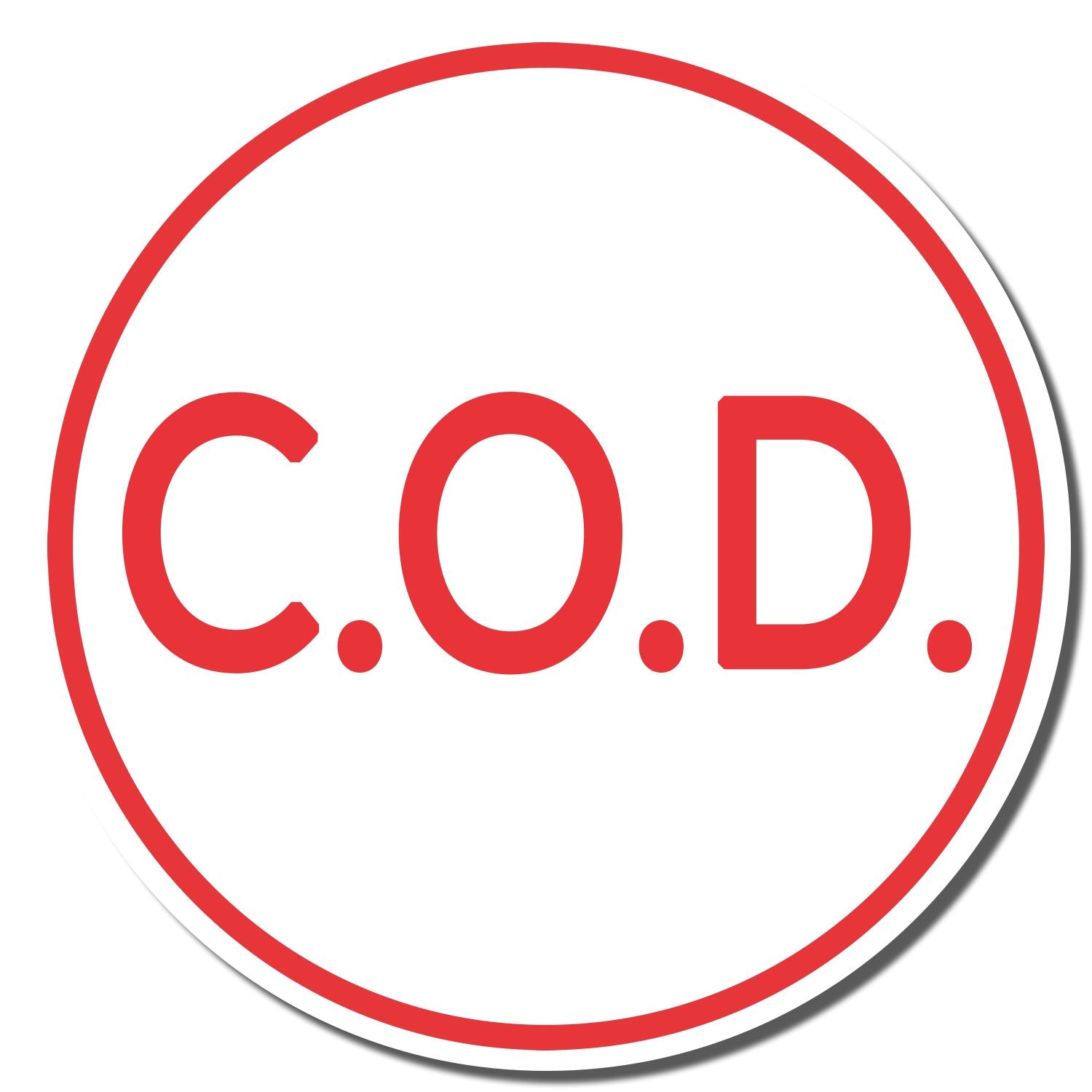 C.O.D. stamp icon in red circle indicating cash on delivery available at checkout for e-commerce orders.