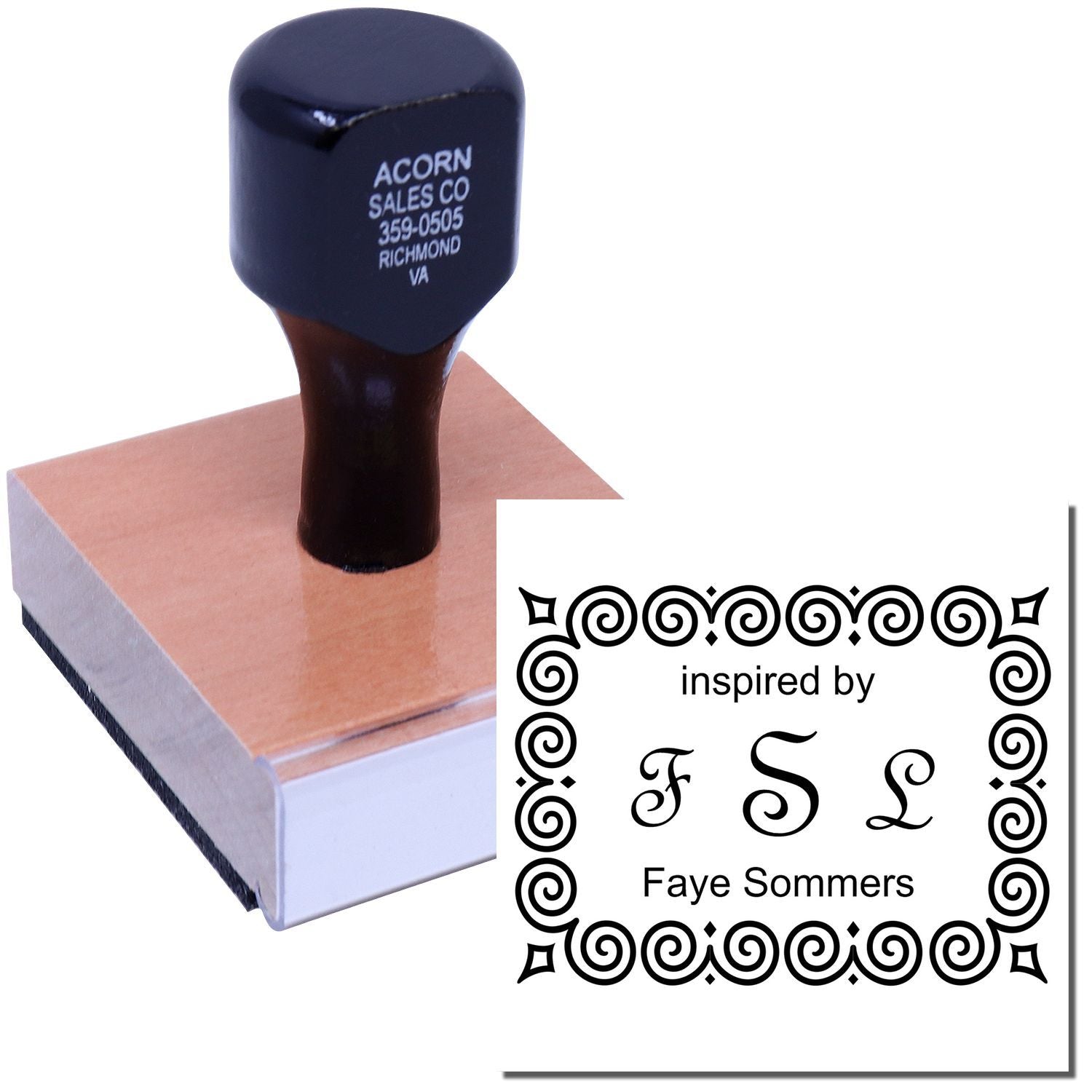 Custom rubber stamp with decorative Inspired by Faye Sommers design for branding and packaging