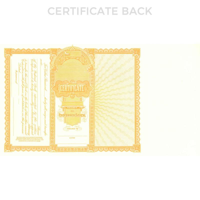 Goes 503 Preferred Stock Certificate Back Side