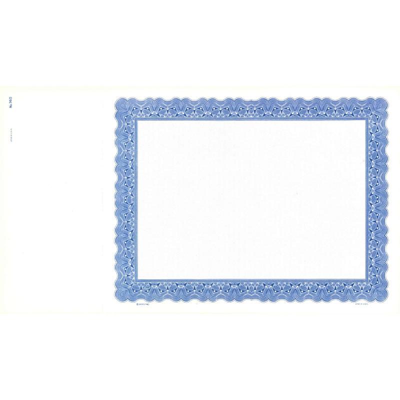 Ornate blue decorative border frame on white background, blank certificate or photo template placeholder for design and printing.