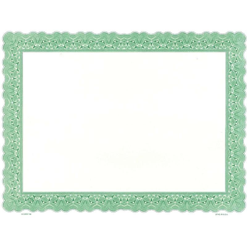 Green ornamental certificate border with blank center, ideal for printable awards, diplomas, and formal documents.