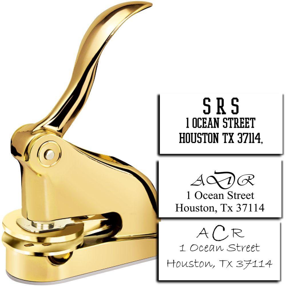Gold Gift Address-Monogram Combo Embosser Main Image