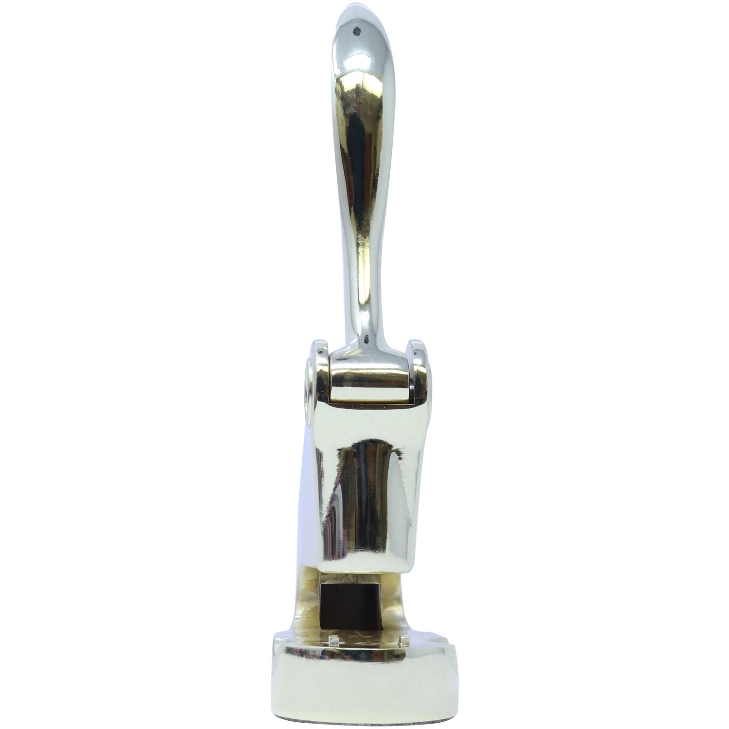 Polished chrome lever handle isolated on white background