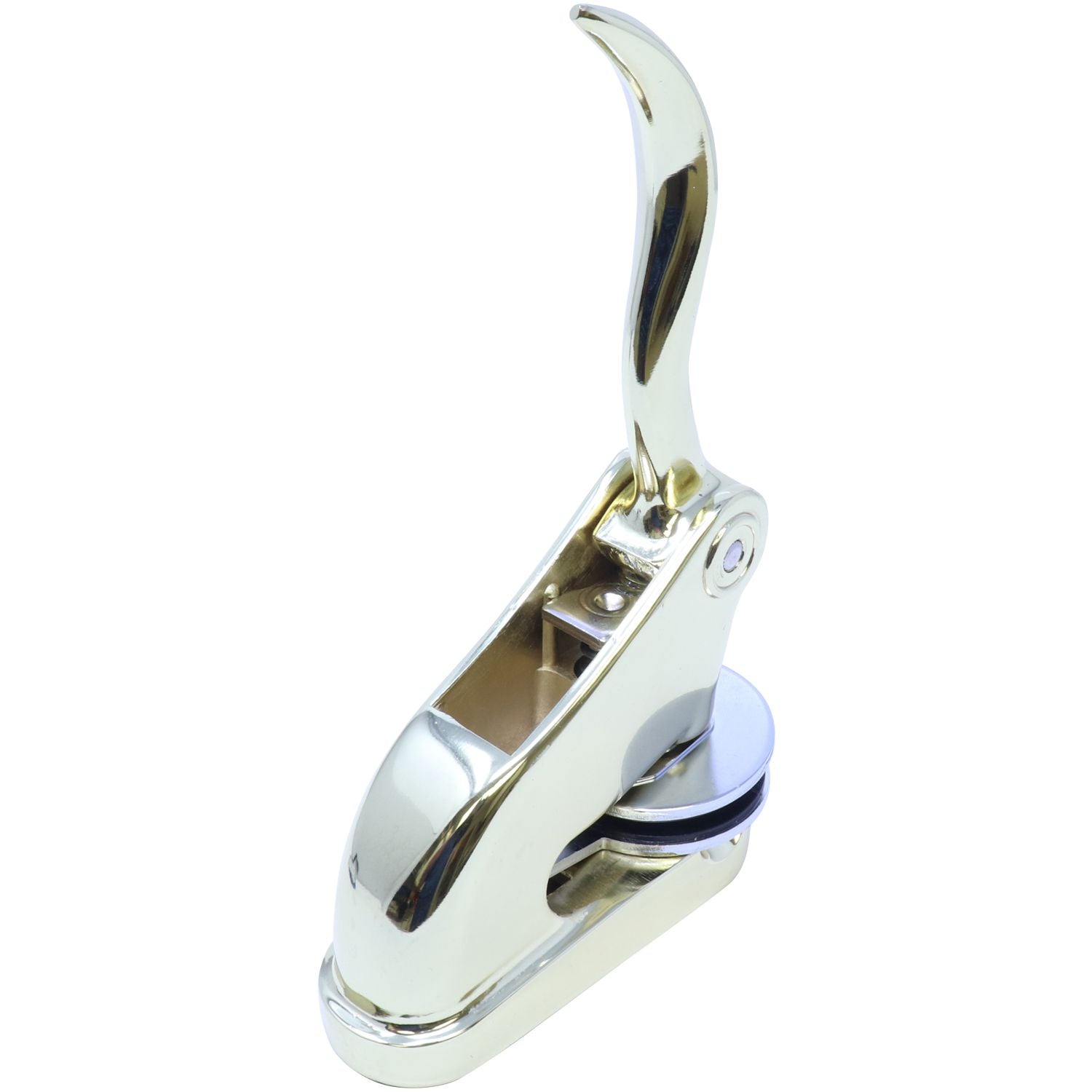 Chrome toilet tank flush lever handle isolated on white background